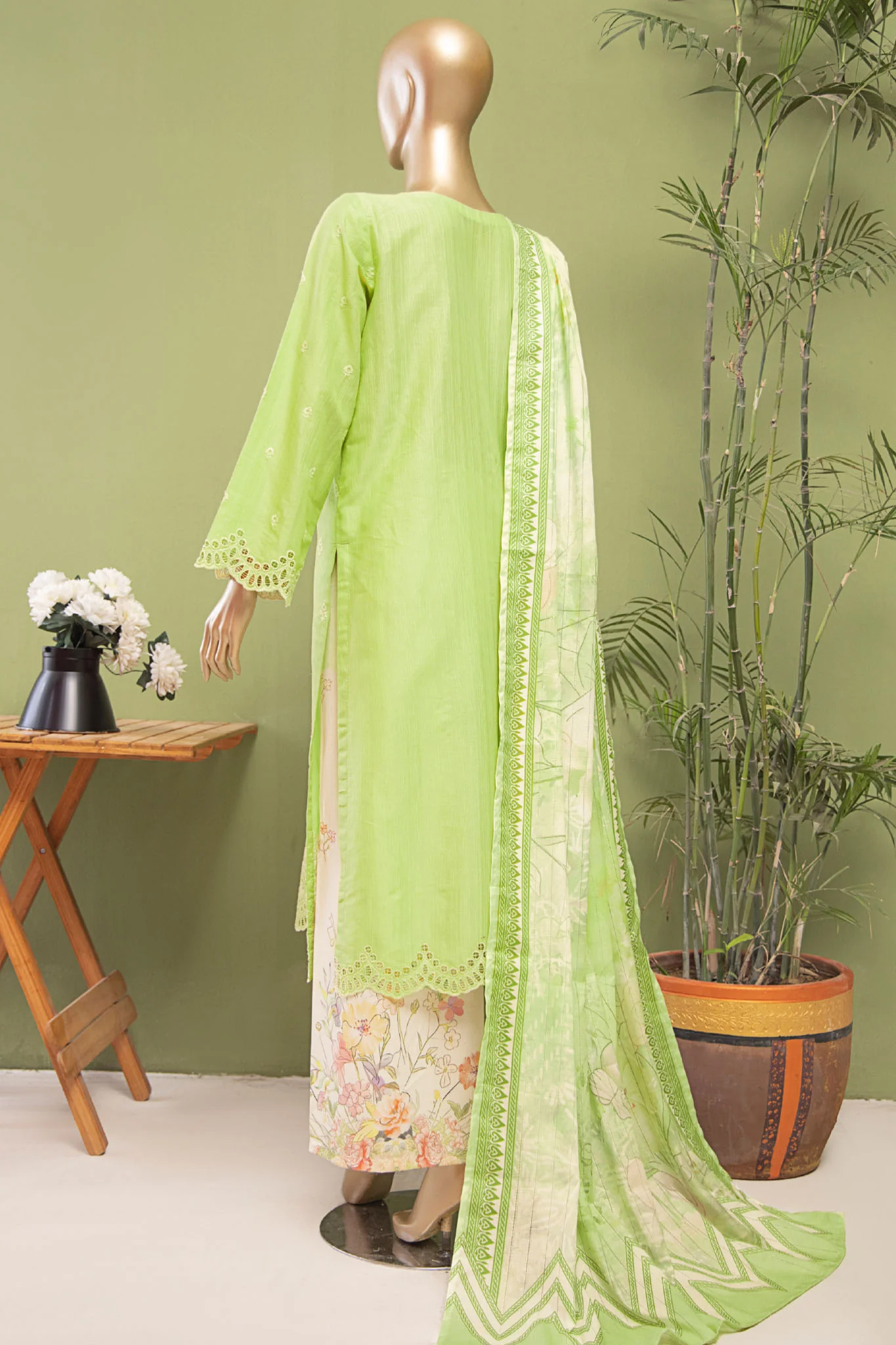 Oriental By HZ Unstitched 3 Piece Emb Printkari Bana Dora Suit-OPK-19 - Image 3