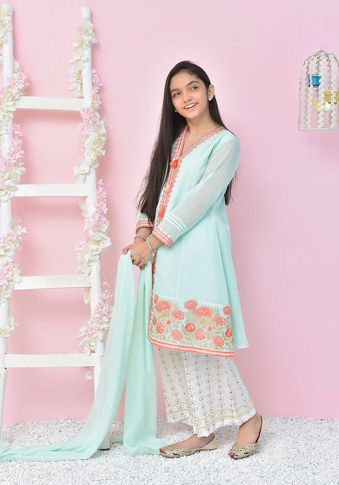 Ochre Clothing Paper Cotton Embroidered 3 Pc Suit - Image 4