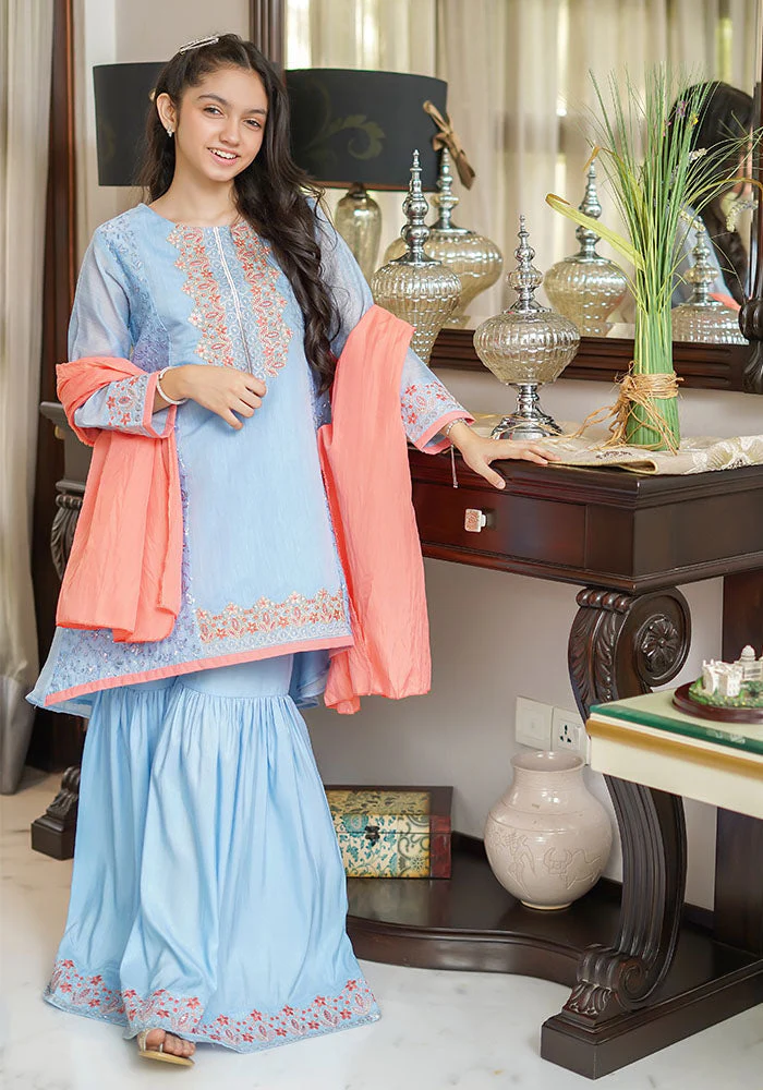 Ochre Clothing Paper Cotton Embroidered 3 Pc Suit