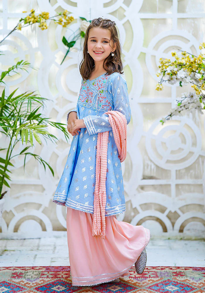 Ochre Clothing Paper Cotton Embroidered 3 Pc Suit - Image 3
