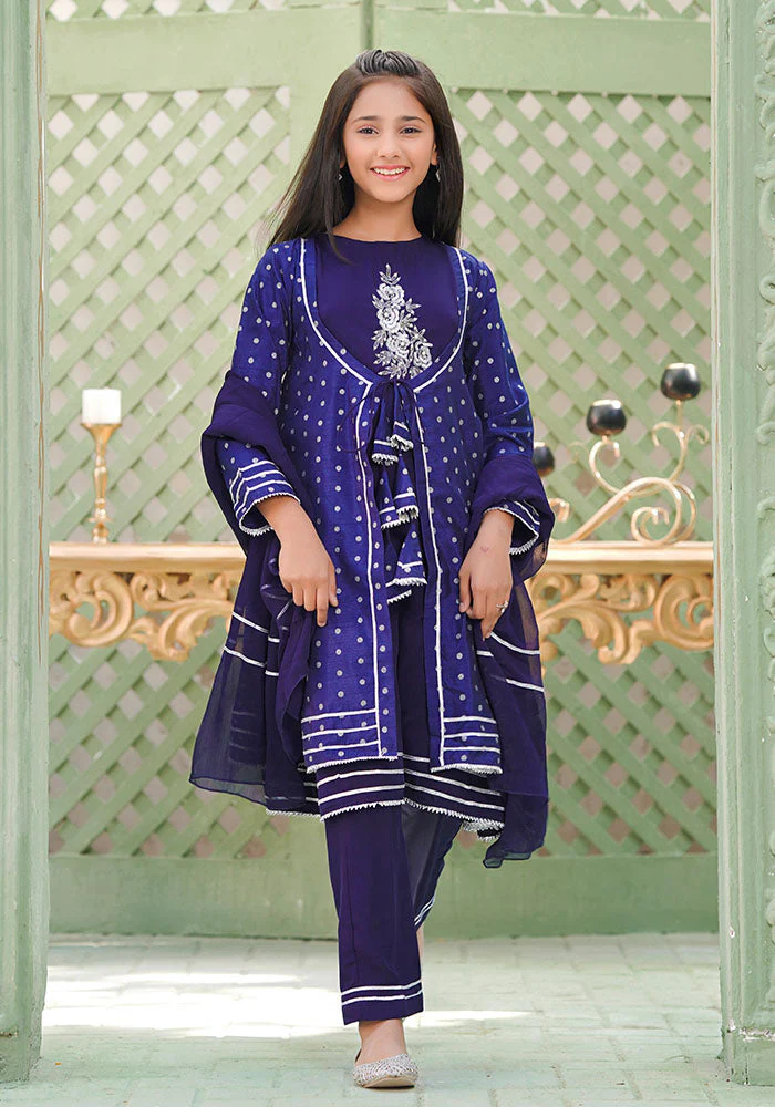 Ochre Clothing Paper Cotton Hand Adda Work 3 Pc Suit - Image 5