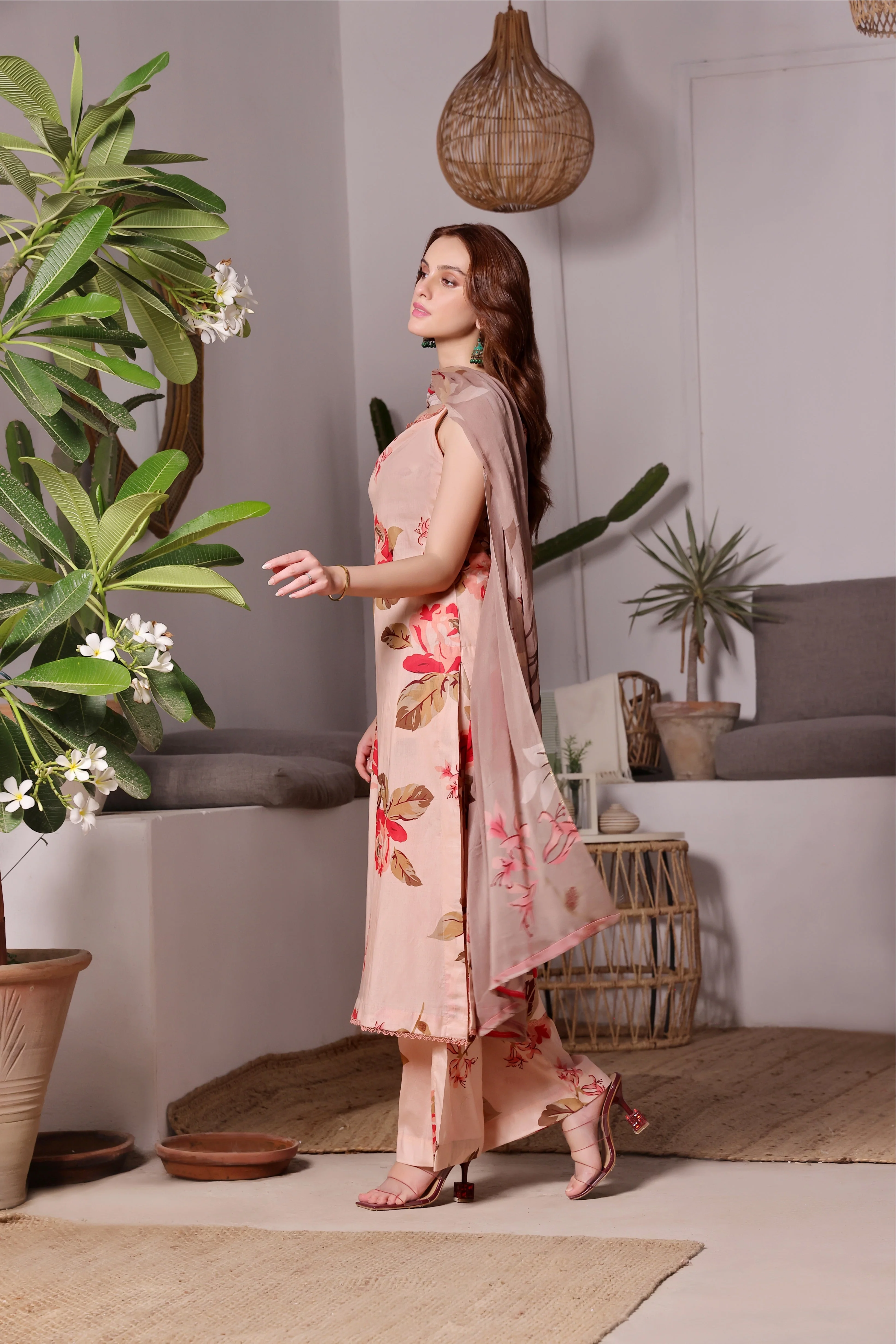 Feathers Unstitched 3 Piece Summer Collection-PARADISE-FT410 - Image 2