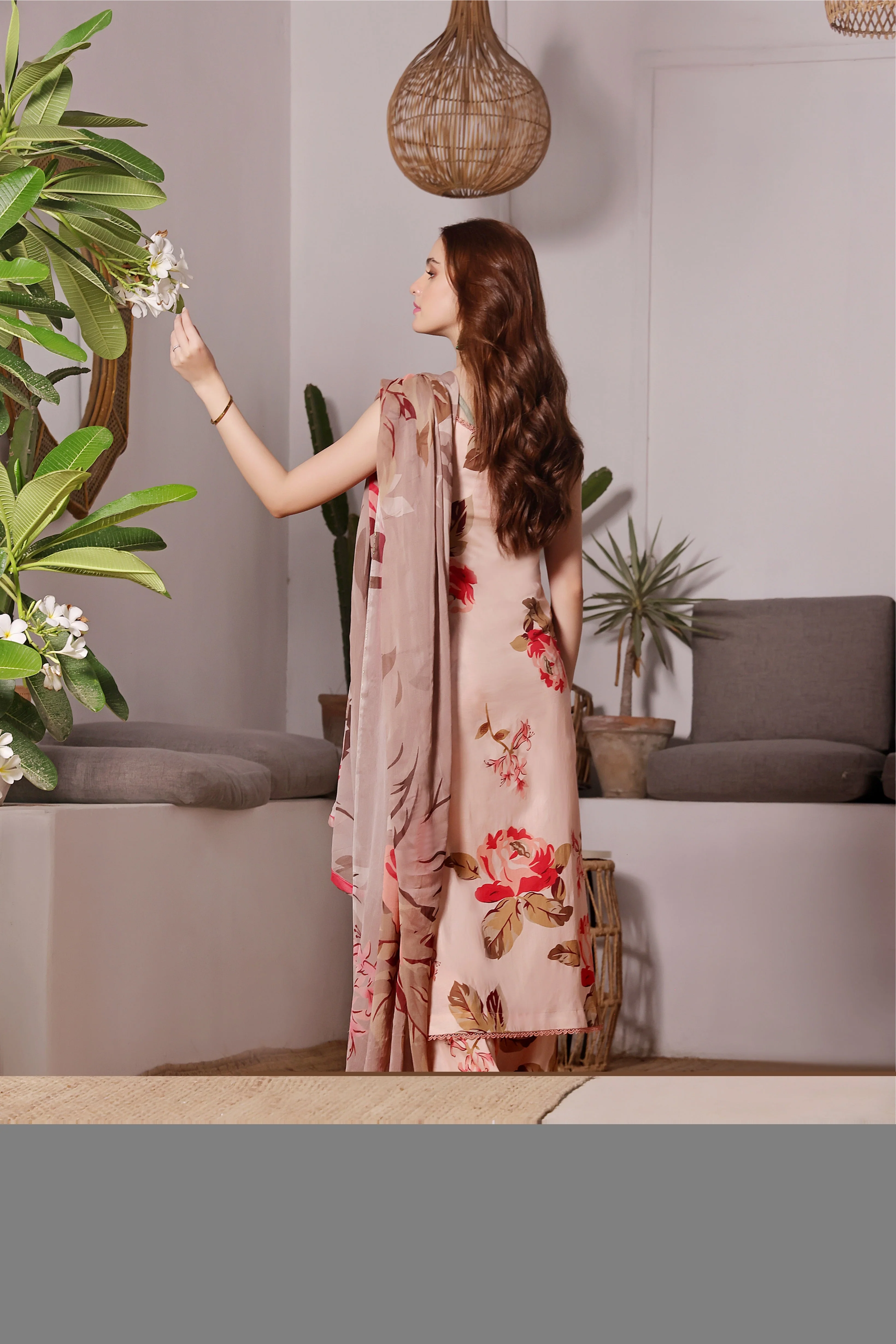 Feathers Unstitched 3 Piece Summer Collection-PARADISE-FT410 - Image 3