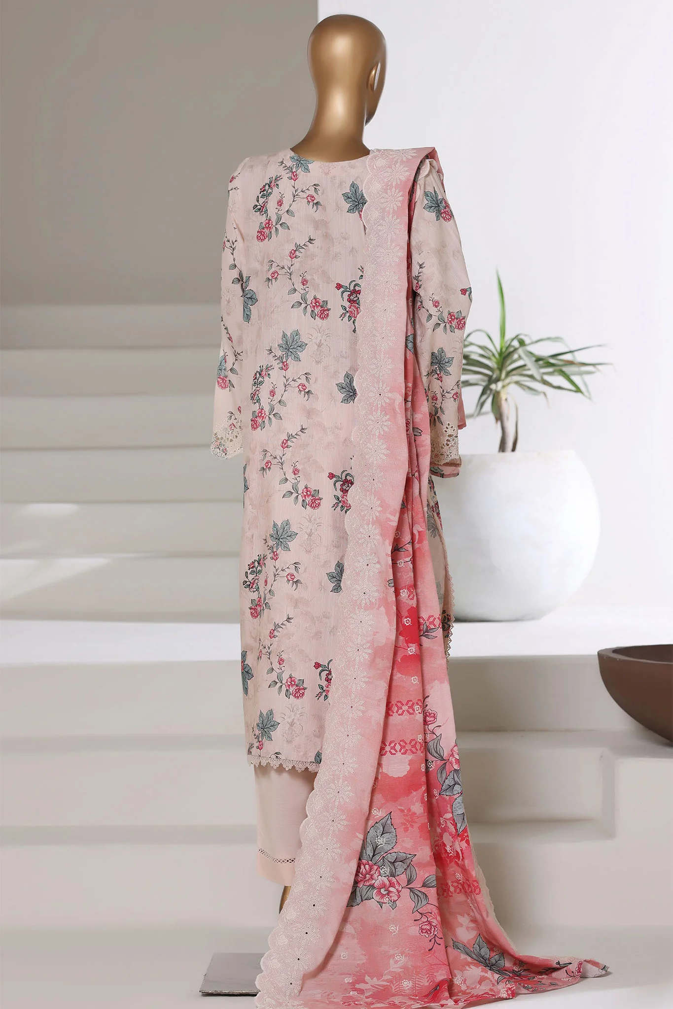 Laser Fusion By Sada Bahar Stitched 3 Piece Chikankari Khaddar Suit-PCK-02-Pink - Image 3