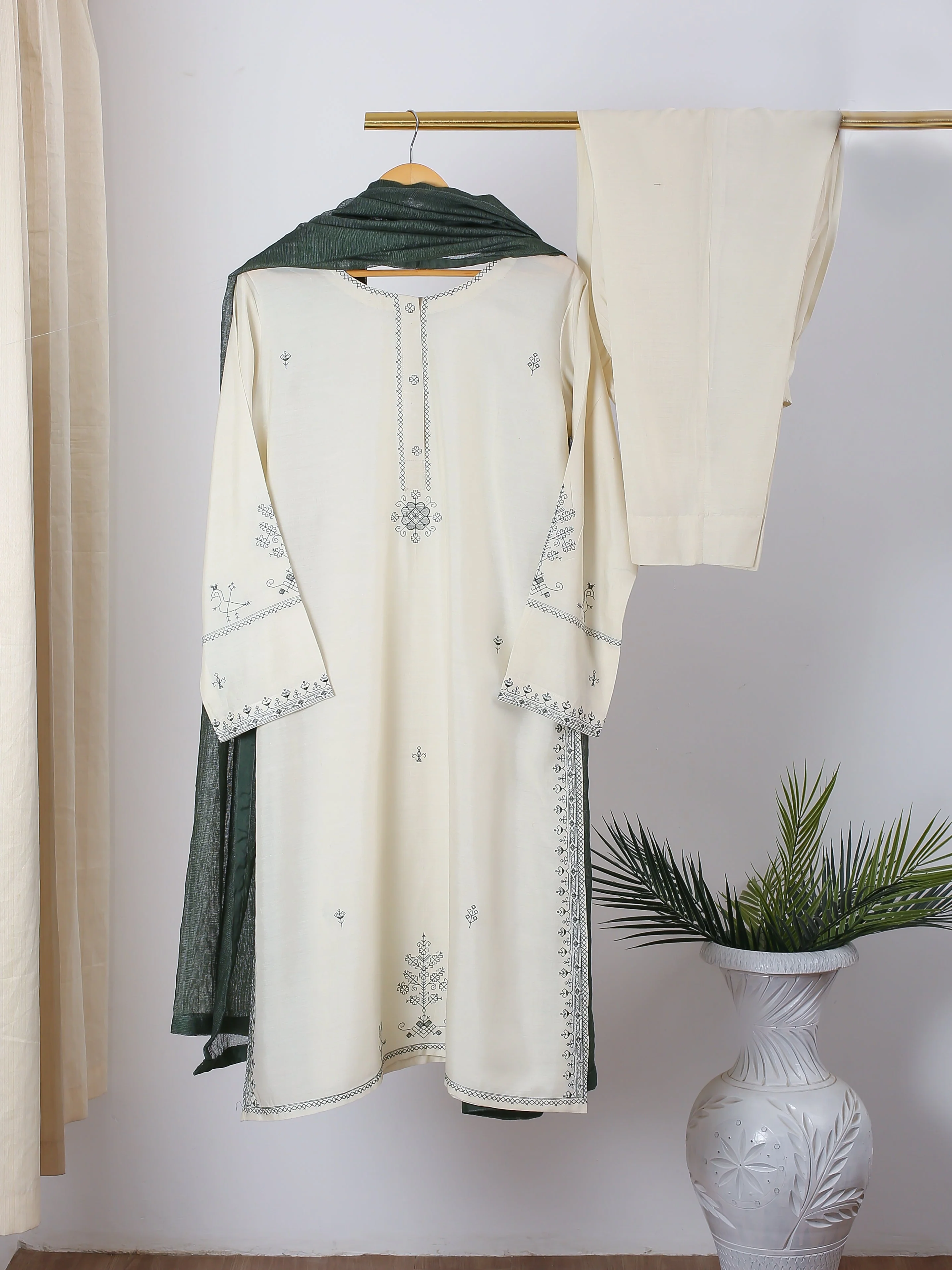 Samawi Stitched Kurta Suit-Pearl Kurta