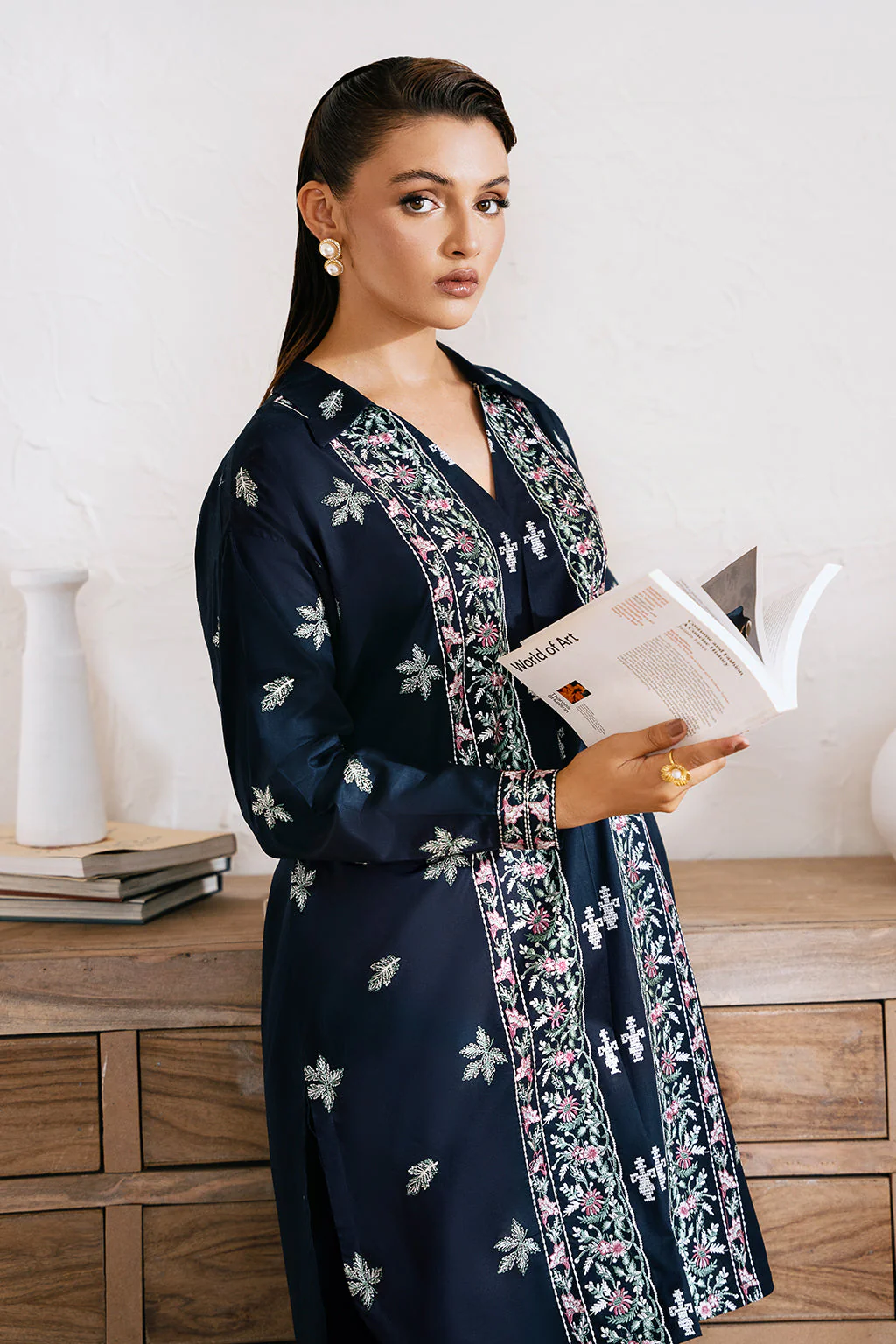 Zarposh Unstitched 2 Piece Emb Cotton Collection-Pearl - Image 5