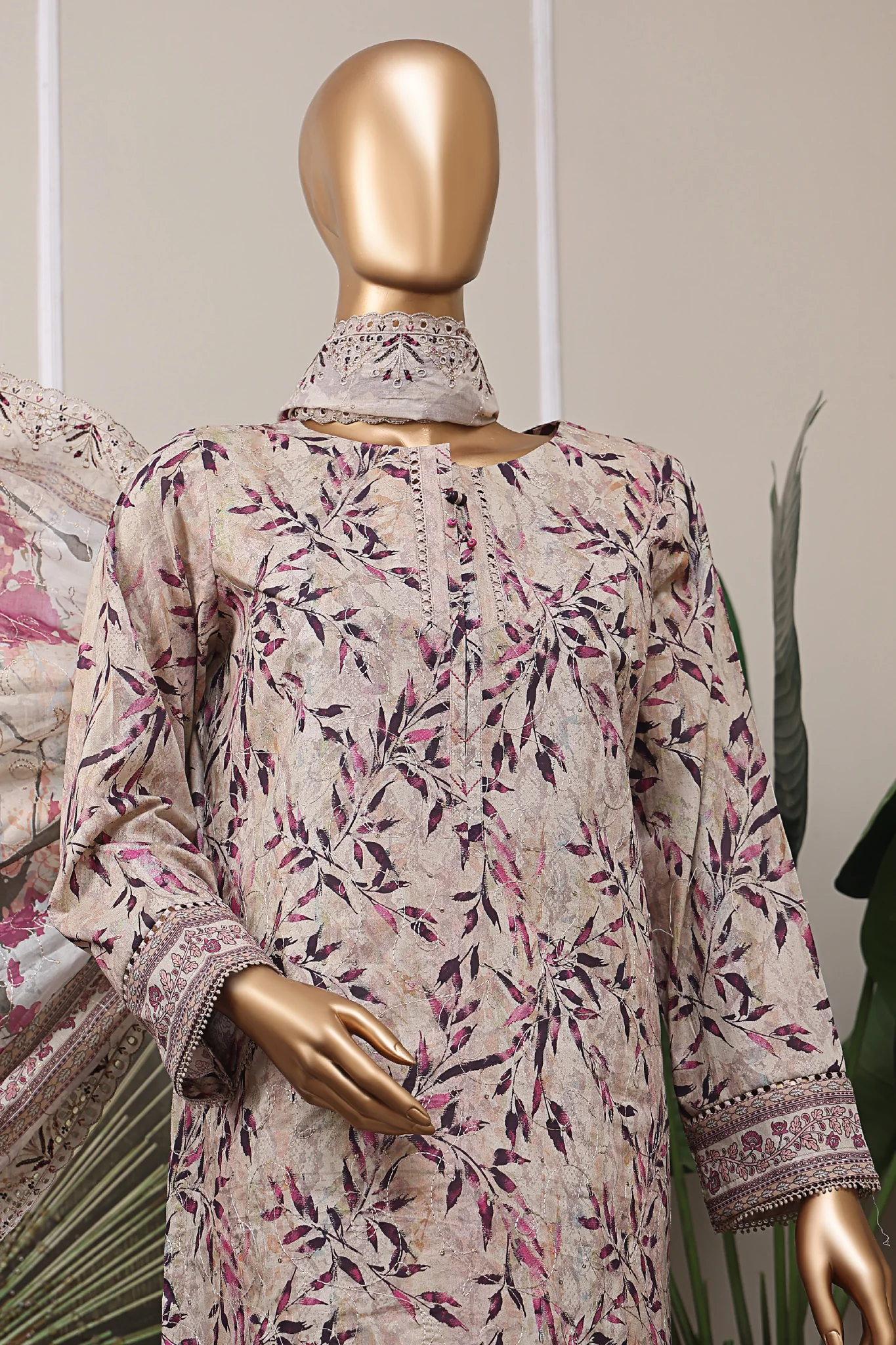 HZ Premium Unstitched 3 Piece Emb Lawn Vol-06 Suit-PEC-529 - Image 2