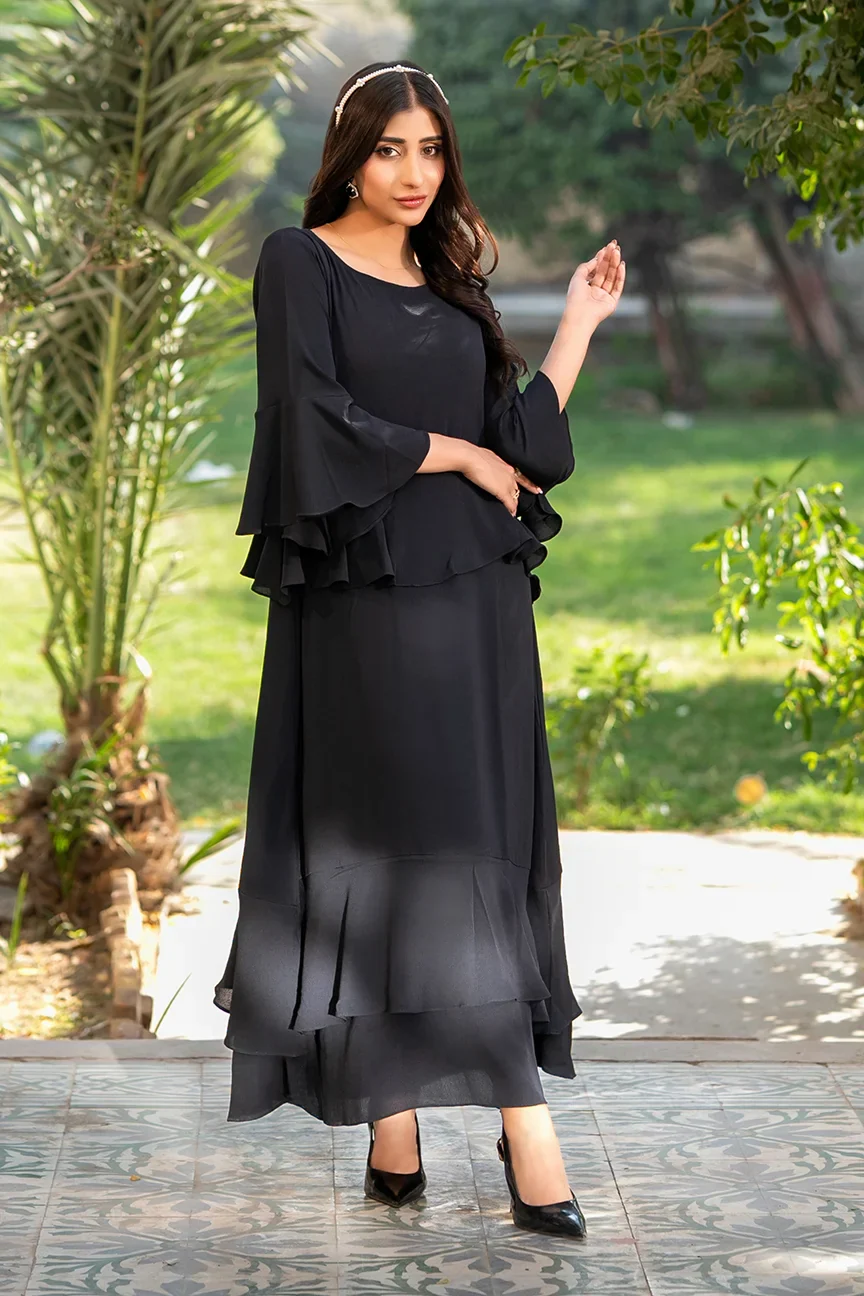 Dhaga Stitched 2 Piece Summer Suit-Pepolka Black - Image 3