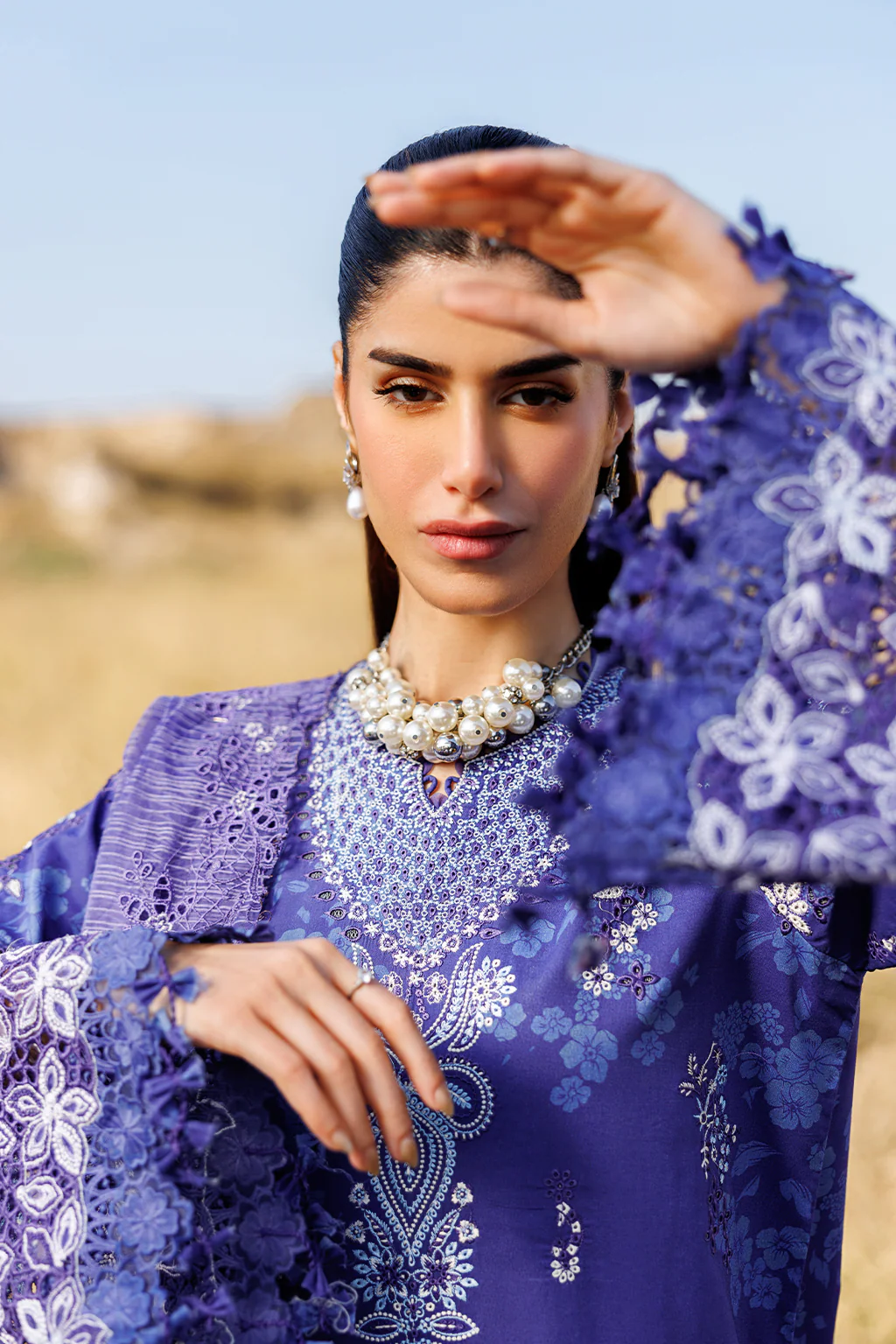 Sunlit Groove By Emaan Adeel Unstitched 3 Piece Luxury Lawn Suit-Petal Pulse - Image 12
