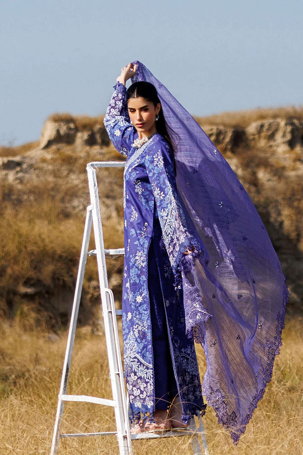 Sunlit Groove By Emaan Adeel Unstitched 3 Piece Luxury Lawn Suit-Petal Pulse - Image 8
