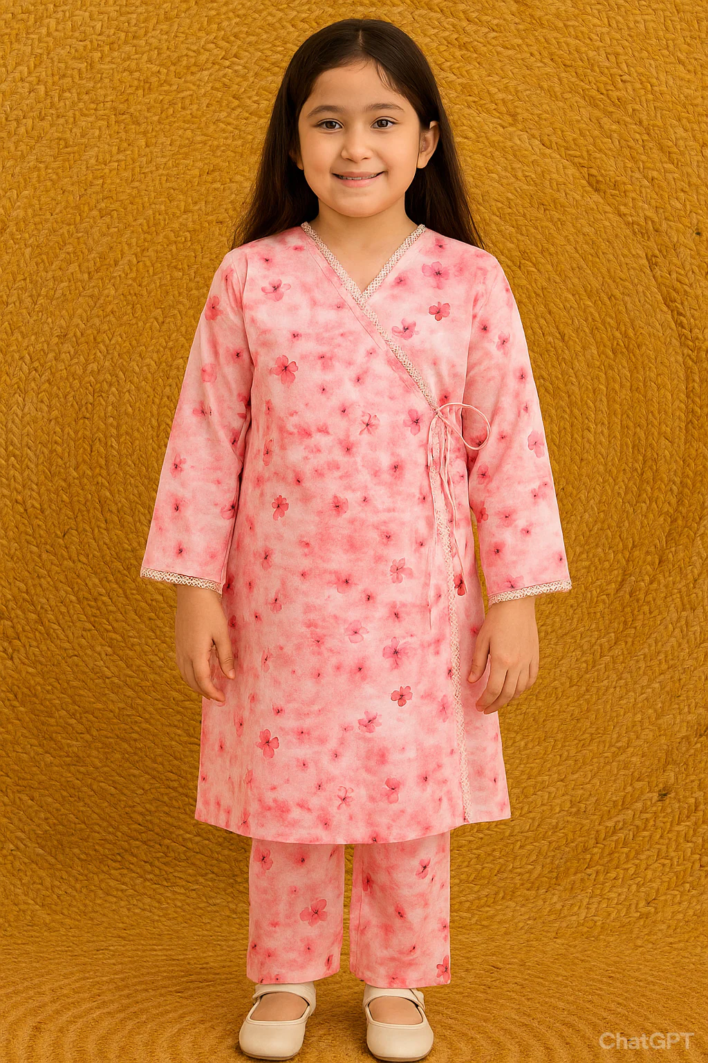 Hiba Fashion Pink Angrakha Style 2 PC Lawn Suit (BSCS-002) - Image 5