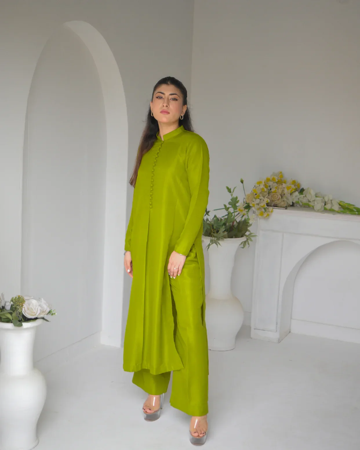 Zauk Stitched 2 Piece Collection-Pine Two Piece Dress - Image 6