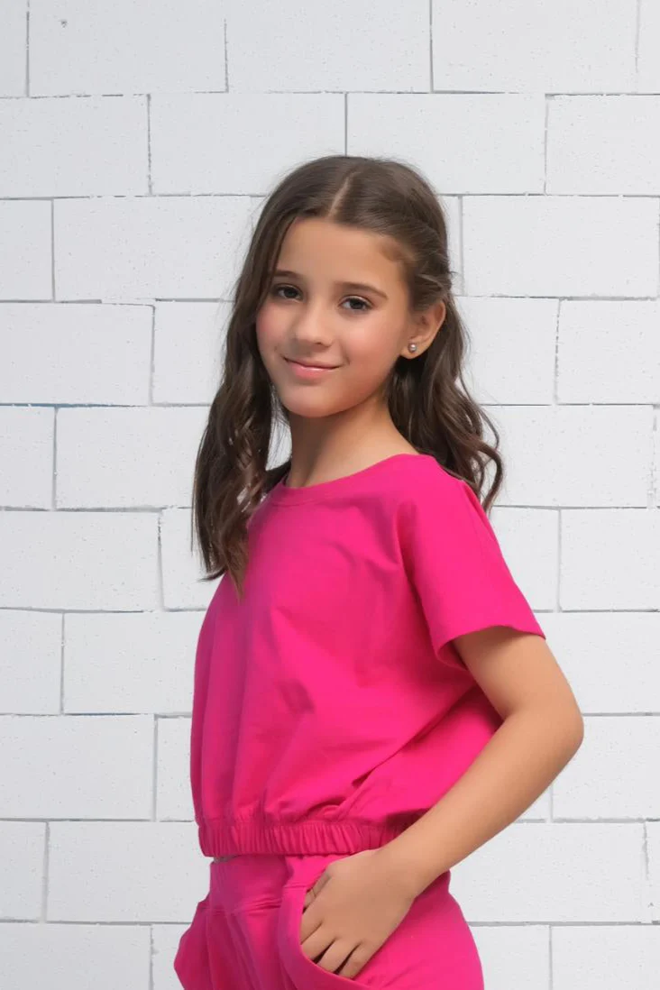 Sprinkles Stitched 1 Piece Summer Shirts Kids Suit-Pink - Crop Basic Tee - Jersey