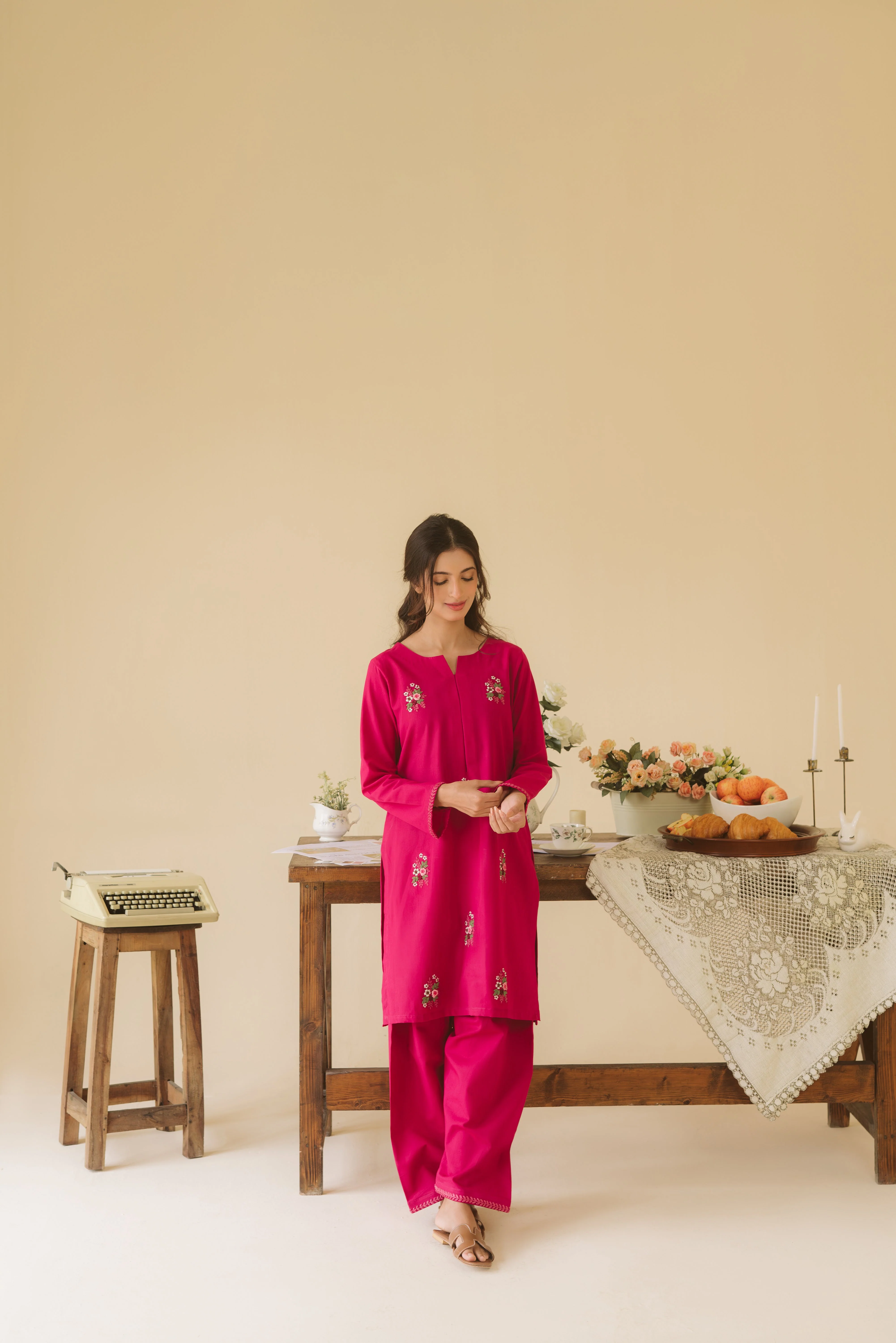 Dear October By Pashma Khan Stitched Co Ords Suit-Pink Sorbet