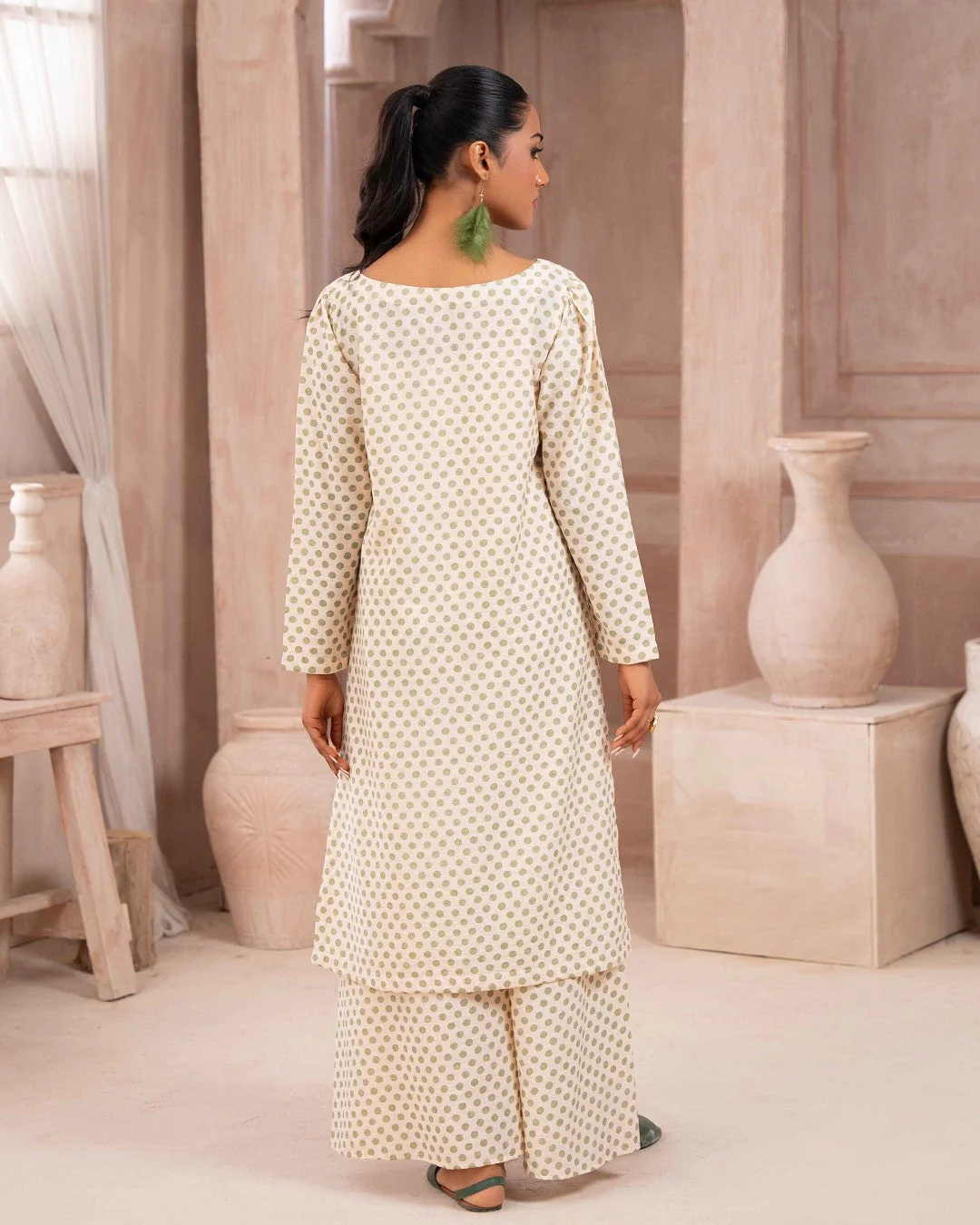Ayla Studio Stitched PRINTED ESSENTIAL CO-ORD - Pistachio Cream - Image 3