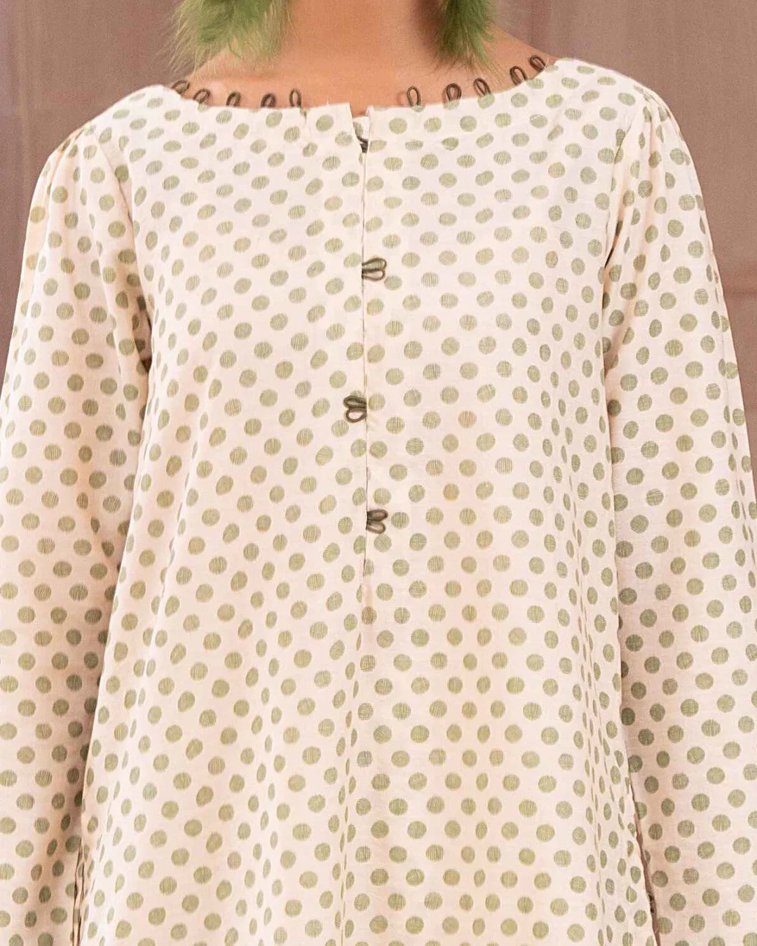 Ayla Studio Stitched PRINTED ESSENTIAL CO-ORD - Pistachio Cream - Image 4