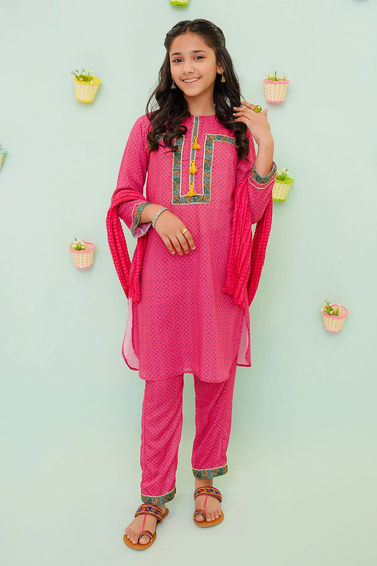 Ochre Clothing Poly Cotton Printed 3 Pc Suit