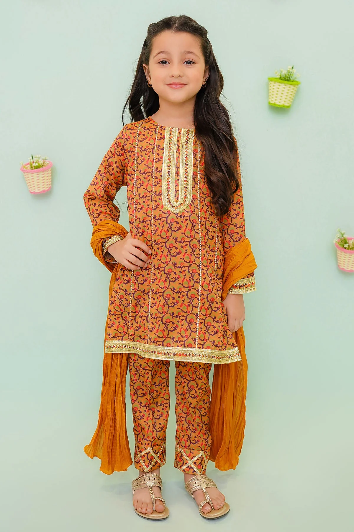 Ochre Clothing Poly Cotton Printed 3 Pc Suit