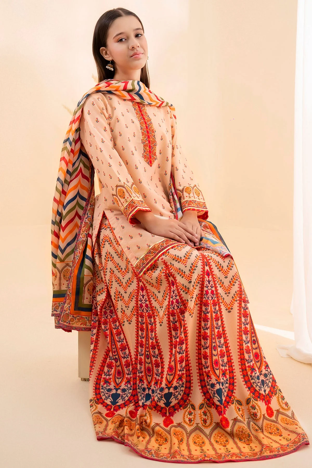 Ochre Clothing Poly Lawn Digital Printed 3 Pc Suit-CORF-53 - Image 3