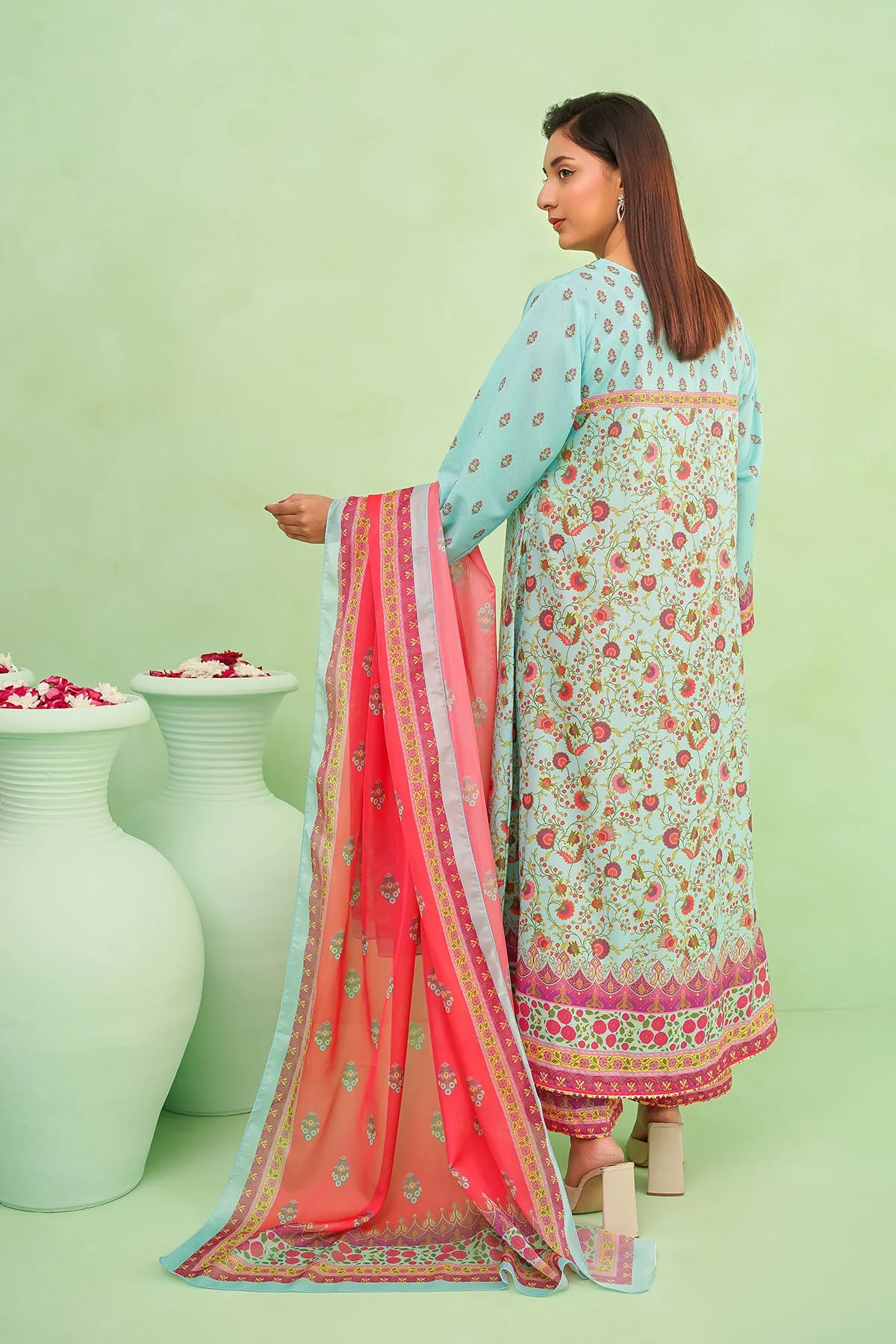 Ochre Clothing Poly Lawn Digital Printed 3 Pc Suit-SDPF-04 - Image 5