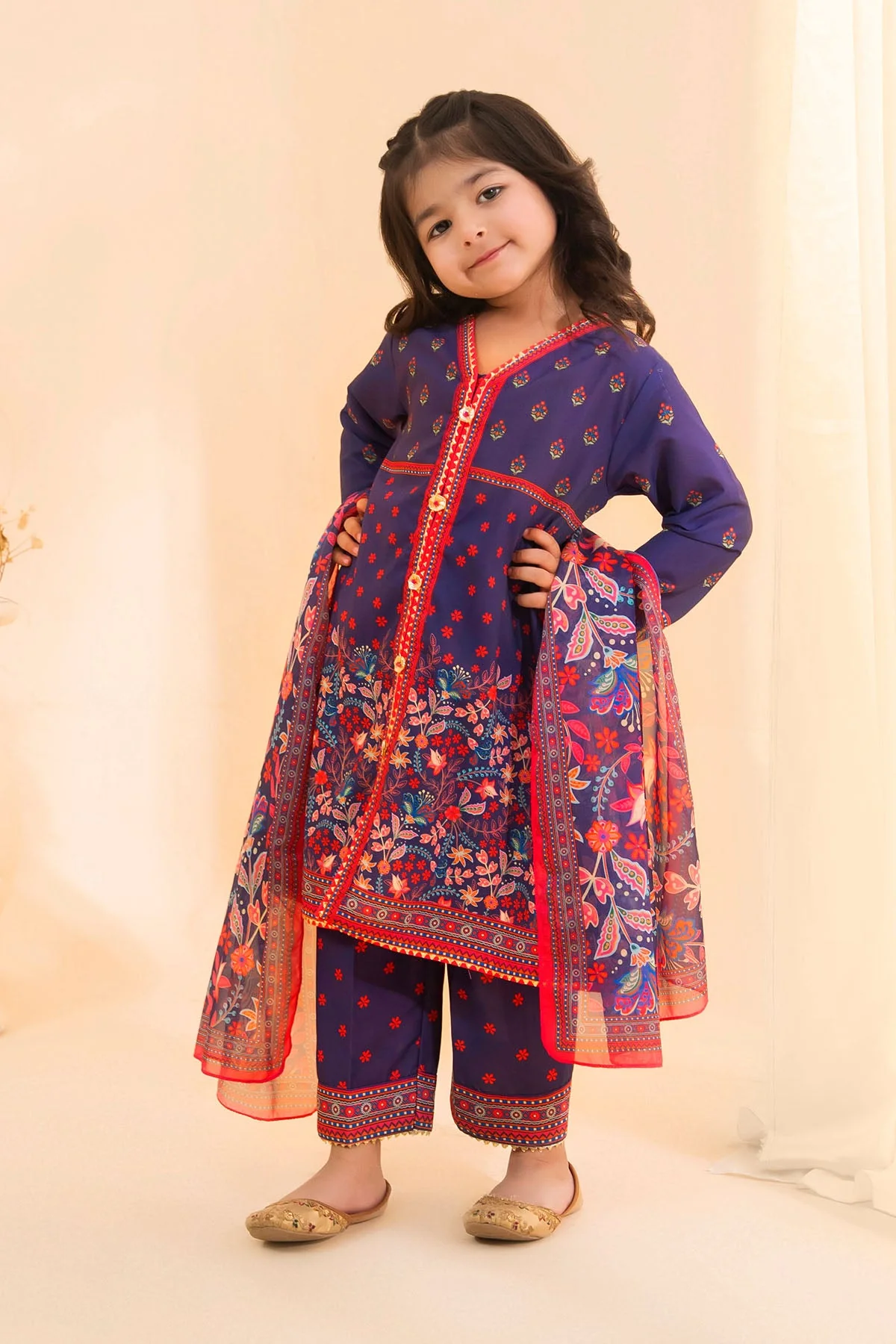 Ochre Clothing Poly Lawn Digital Printed 3 Pc Suit-INDP-52