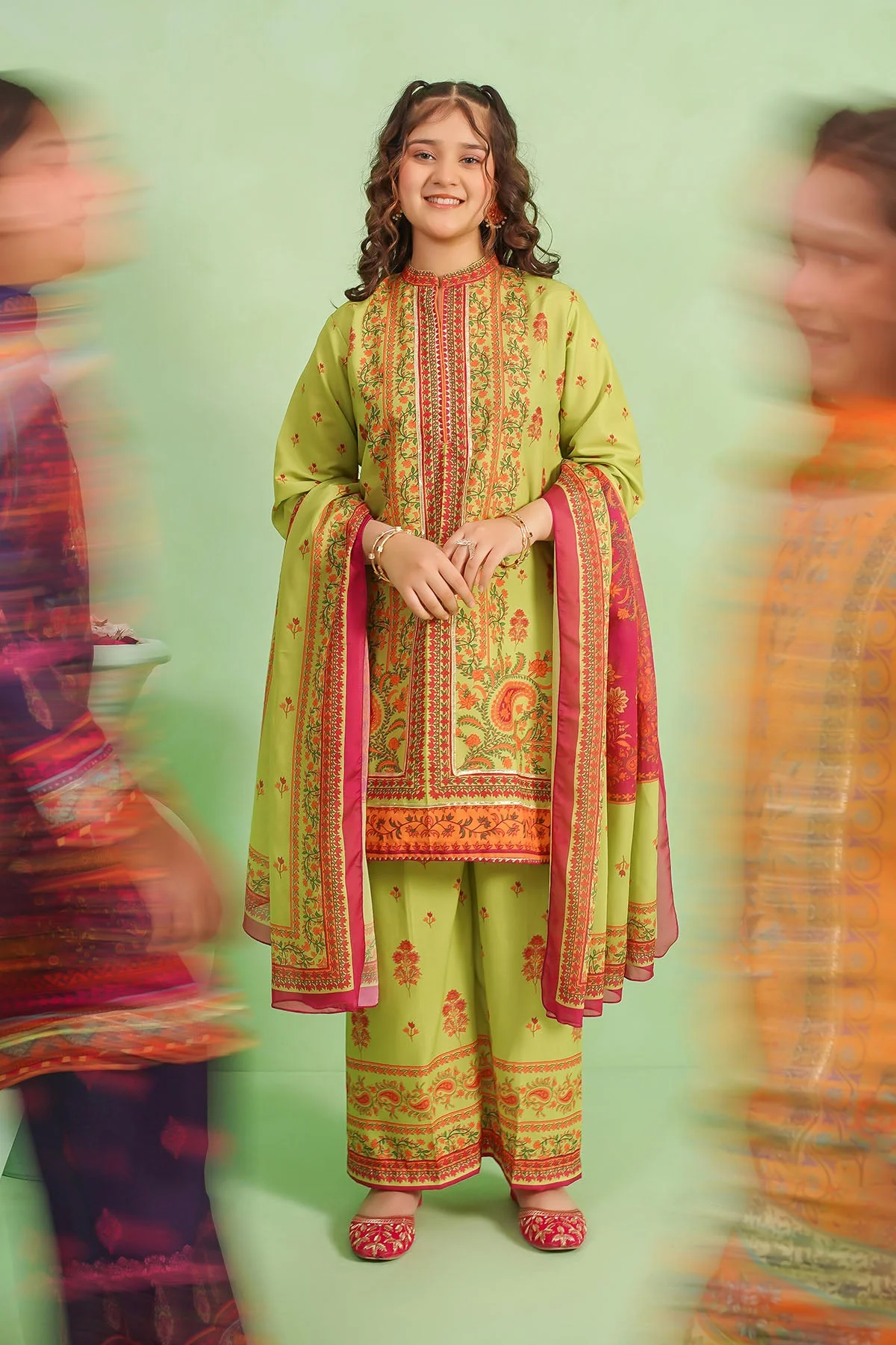 Ochre Clothing Poly Lawn Digital Printed 3 Pc Suit-CORF-52 - Image 2