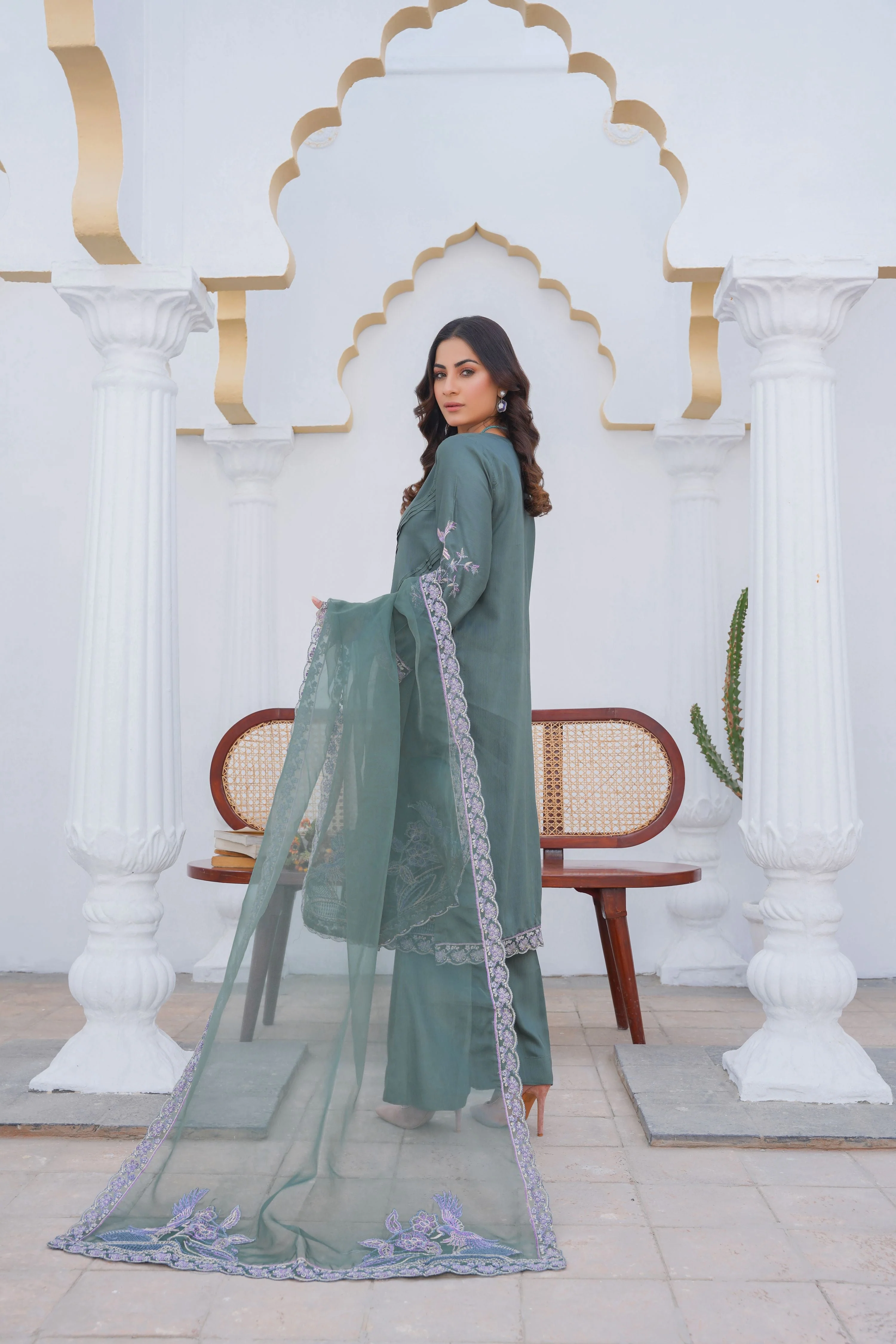 Threads & Weaves Stitched 3 Piece Pret Emb Viscose Collection-01 - Image 3