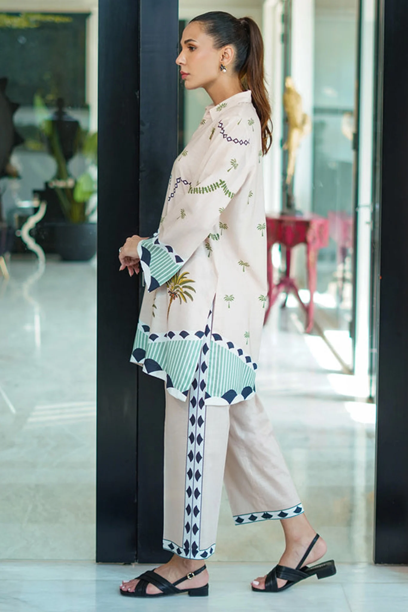 Print Edit By Sahar Unstitched 2 Piece Marina Fall Suit-MT-04 - Image 3
