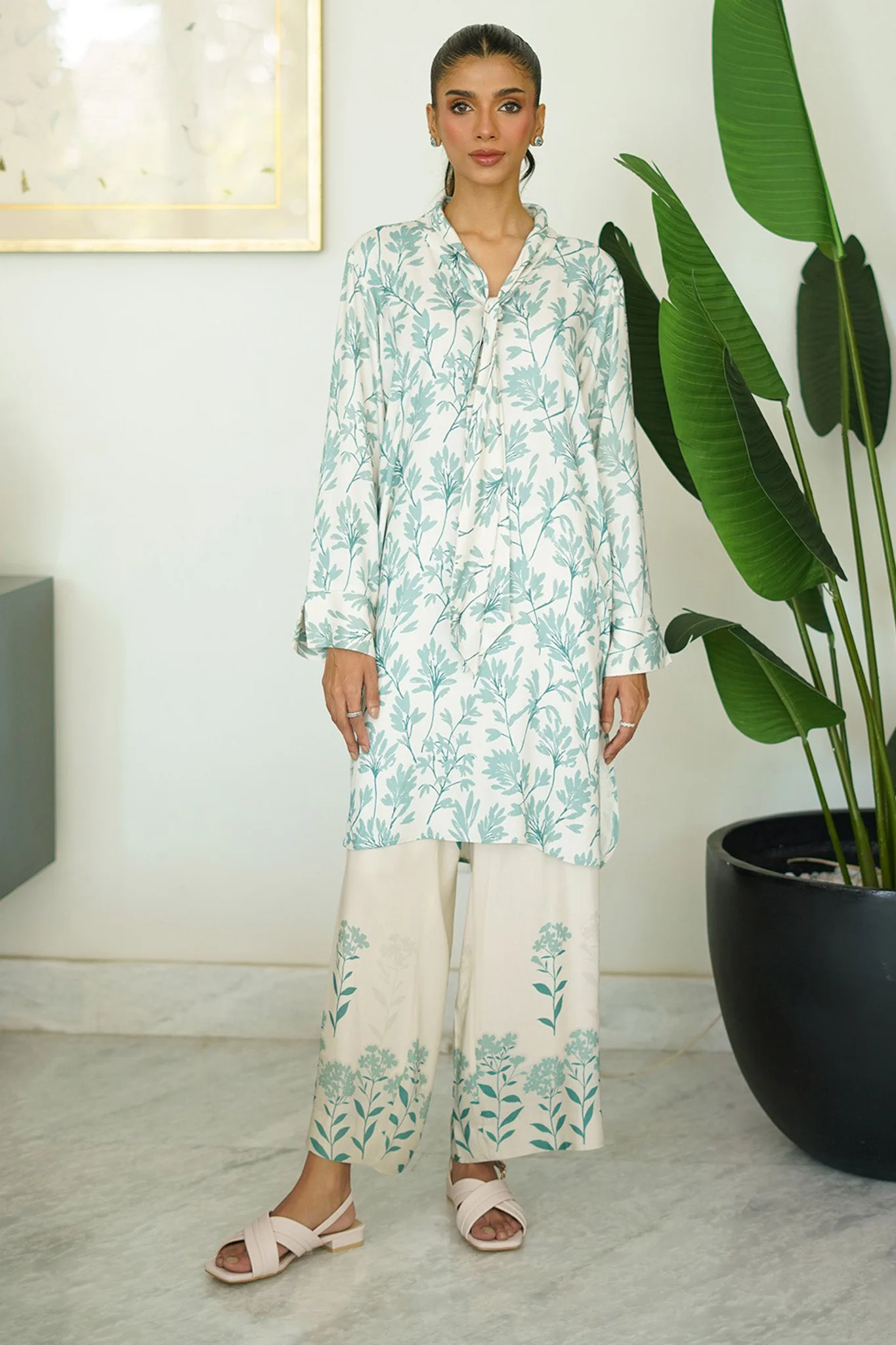 Print Edit By Sahar Unstitched 2 Piece Marina Fall Suit-MT-07