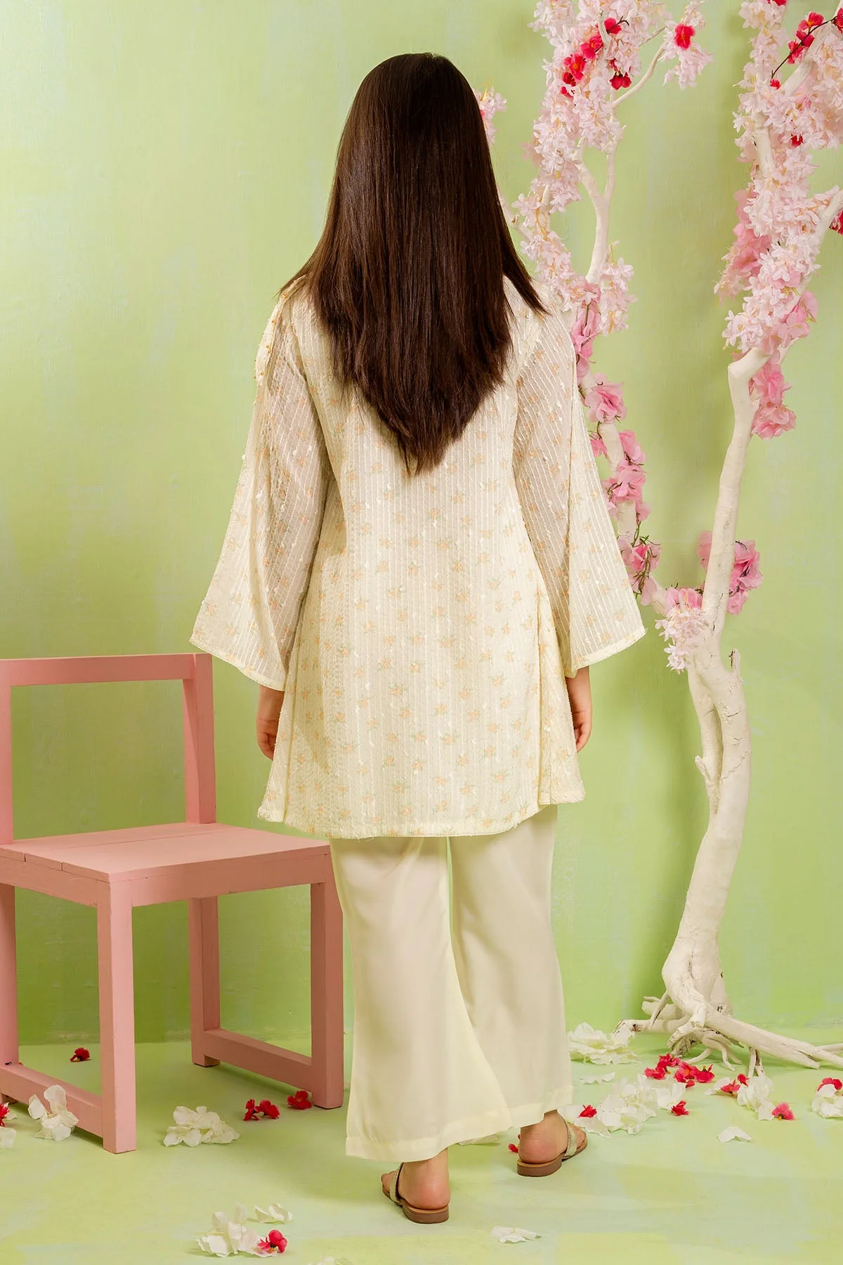 Ochre Clothing Self Printed Chiffon 2 Pc Suit - Image 5