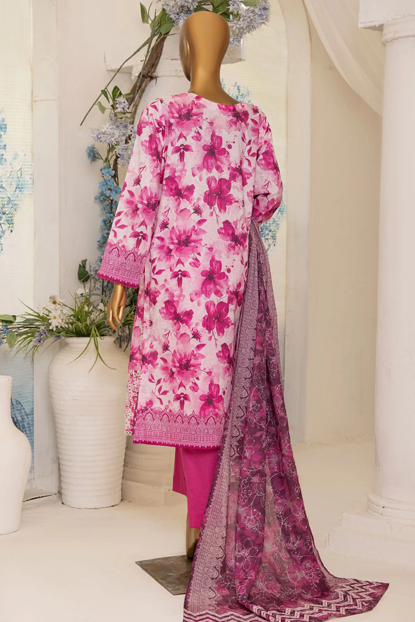 Printkari By HZ Unstitched 3 Piece Emb Slub Cambric Suit-PSC-207 - Image 3