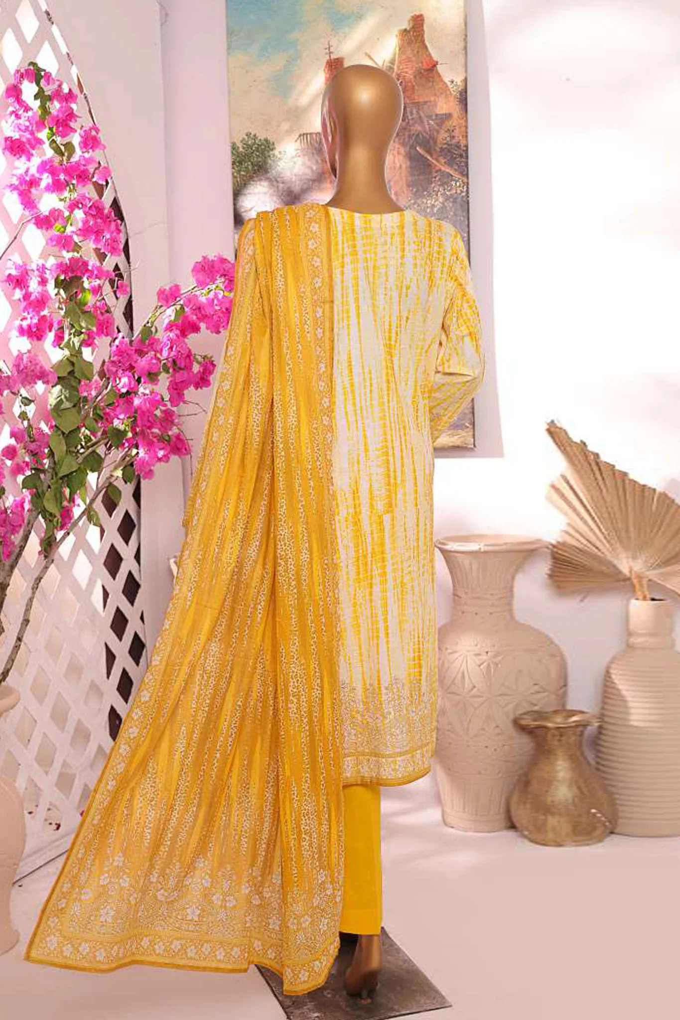 Printkari by Hz Unstitched 3 Piece Emb Slub Cambric Suit-PSC-222 - Image 3