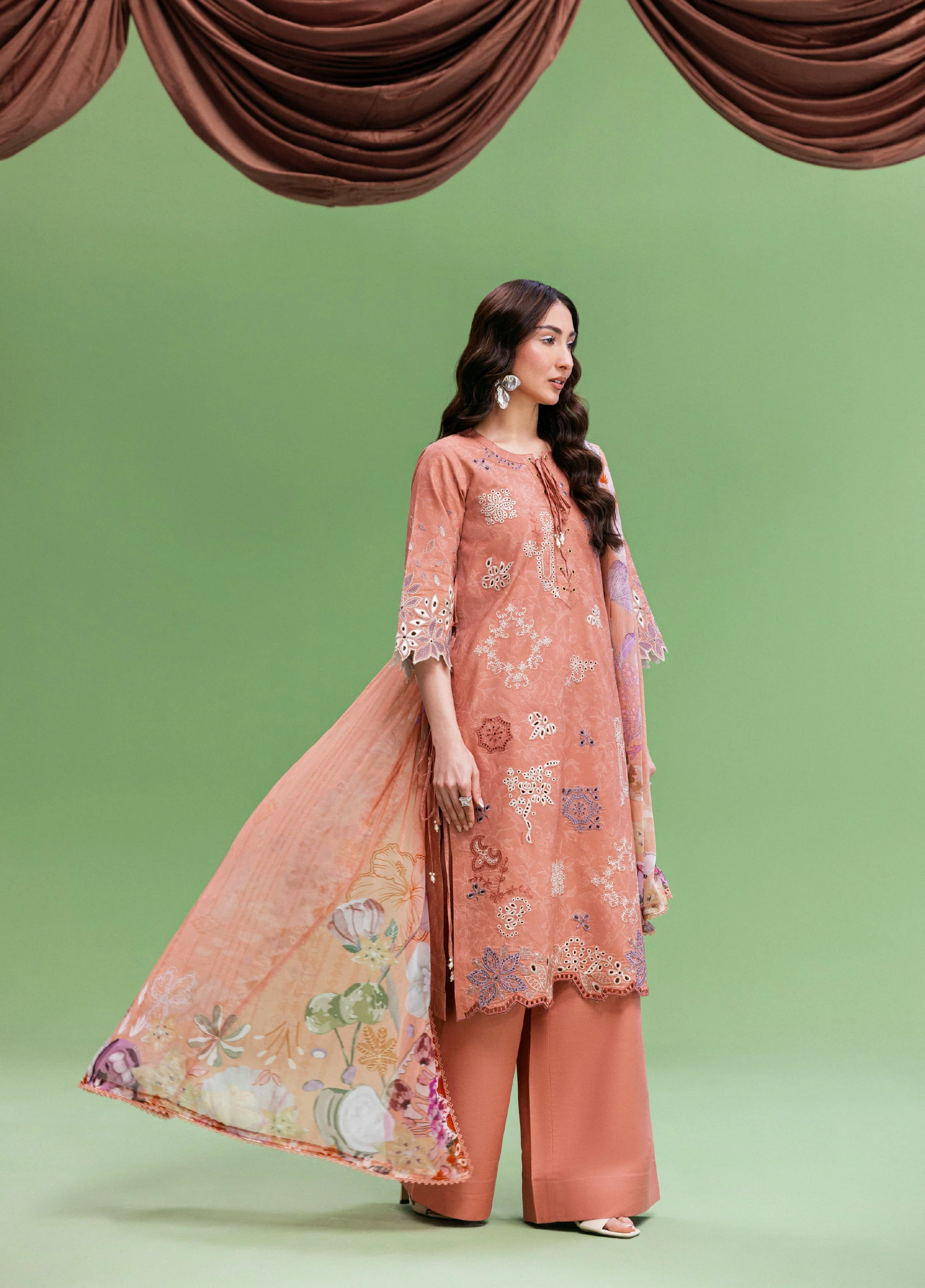 Zync By Florent Unstitched 3 Piece Printkari Lawn Suit-FZ-1B - Image 4