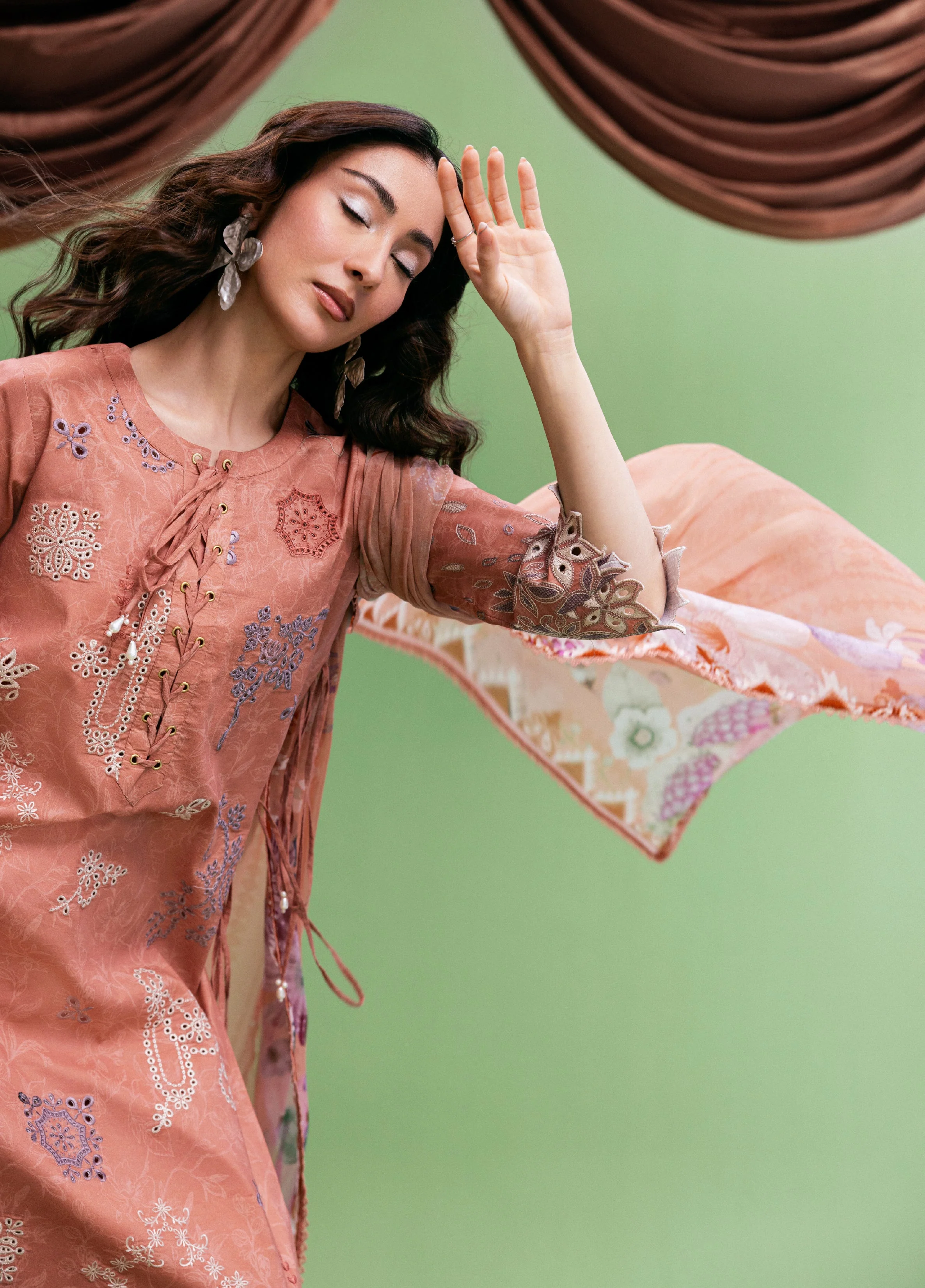 Zync By Florent Unstitched 3 Piece Printkari Lawn Suit-FZ-1B - Image 6