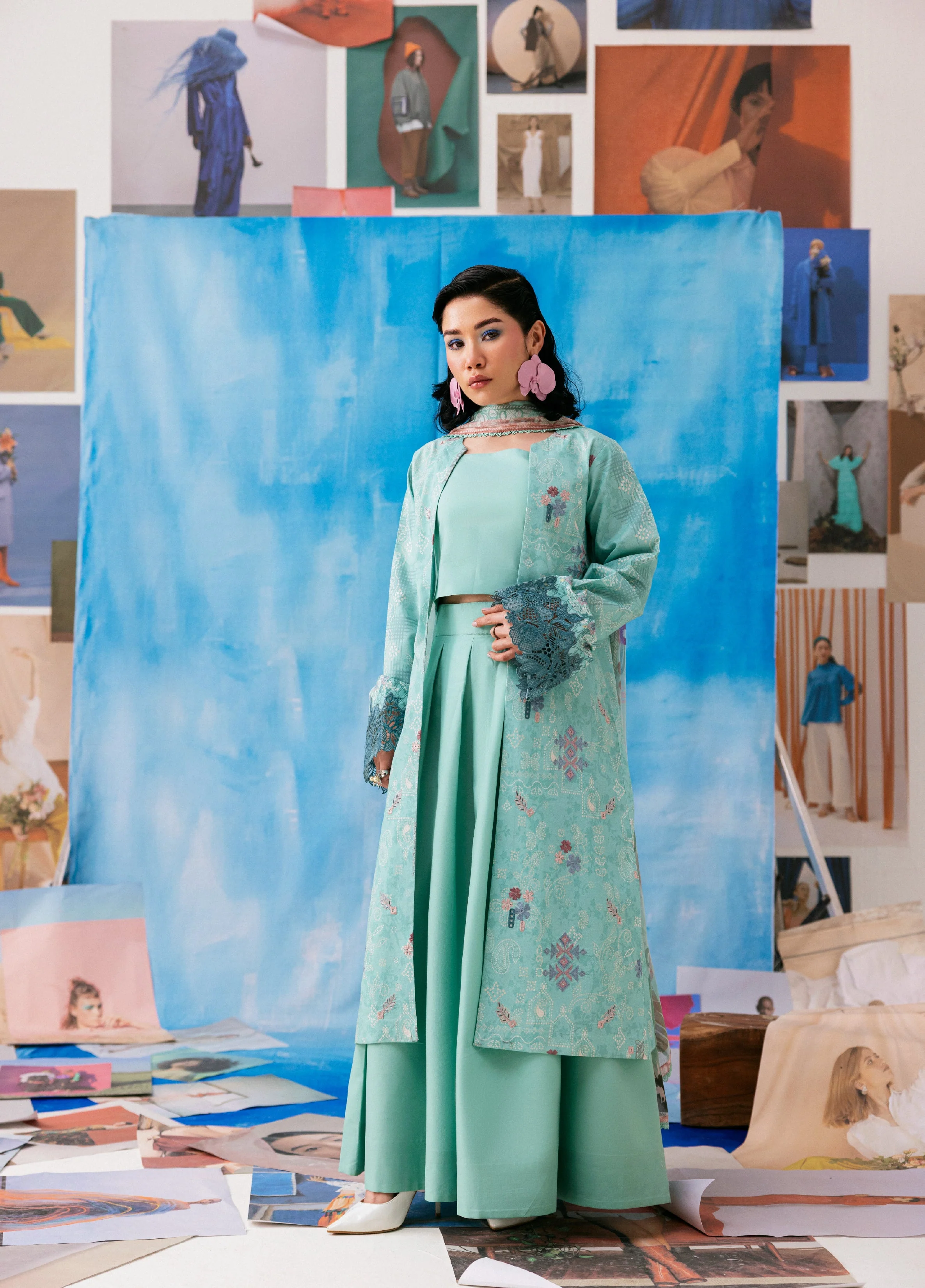 Zync By Florent Unstitched 3 Piece Printkari Lawn Suit-FZ-5B