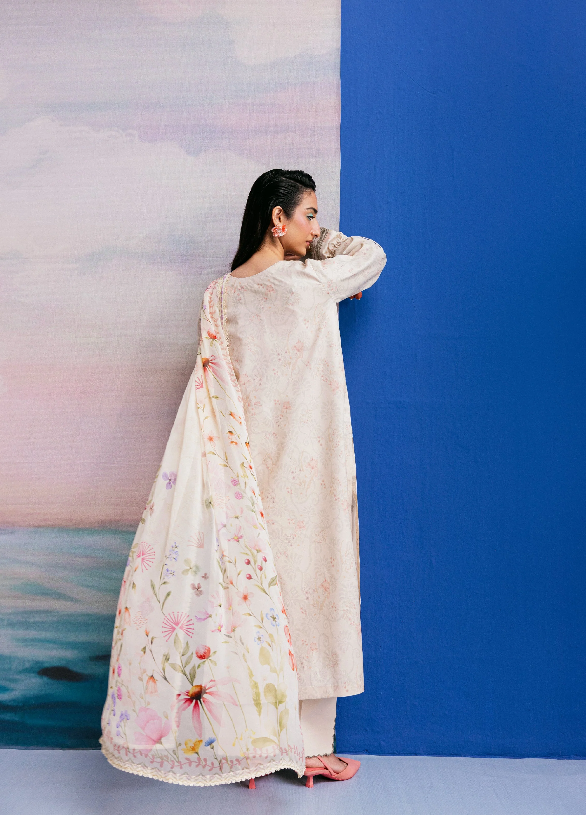 Zync By Florent Unstitched 3 Piece Printkari Lawn Suit-FZ-7B - Image 3