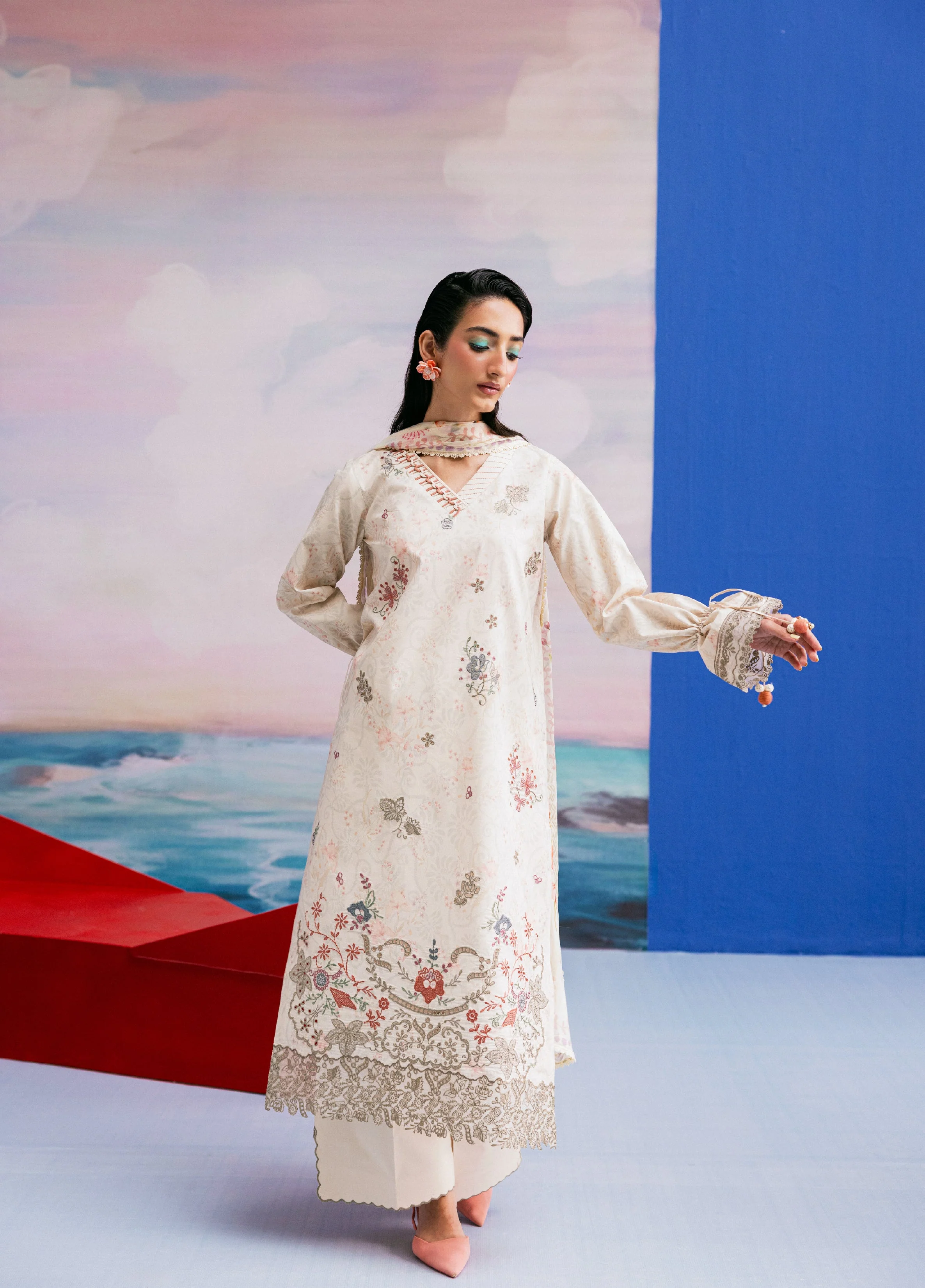 Zync By Florent Unstitched 3 Piece Printkari Lawn Suit-FZ-7B - Image 5