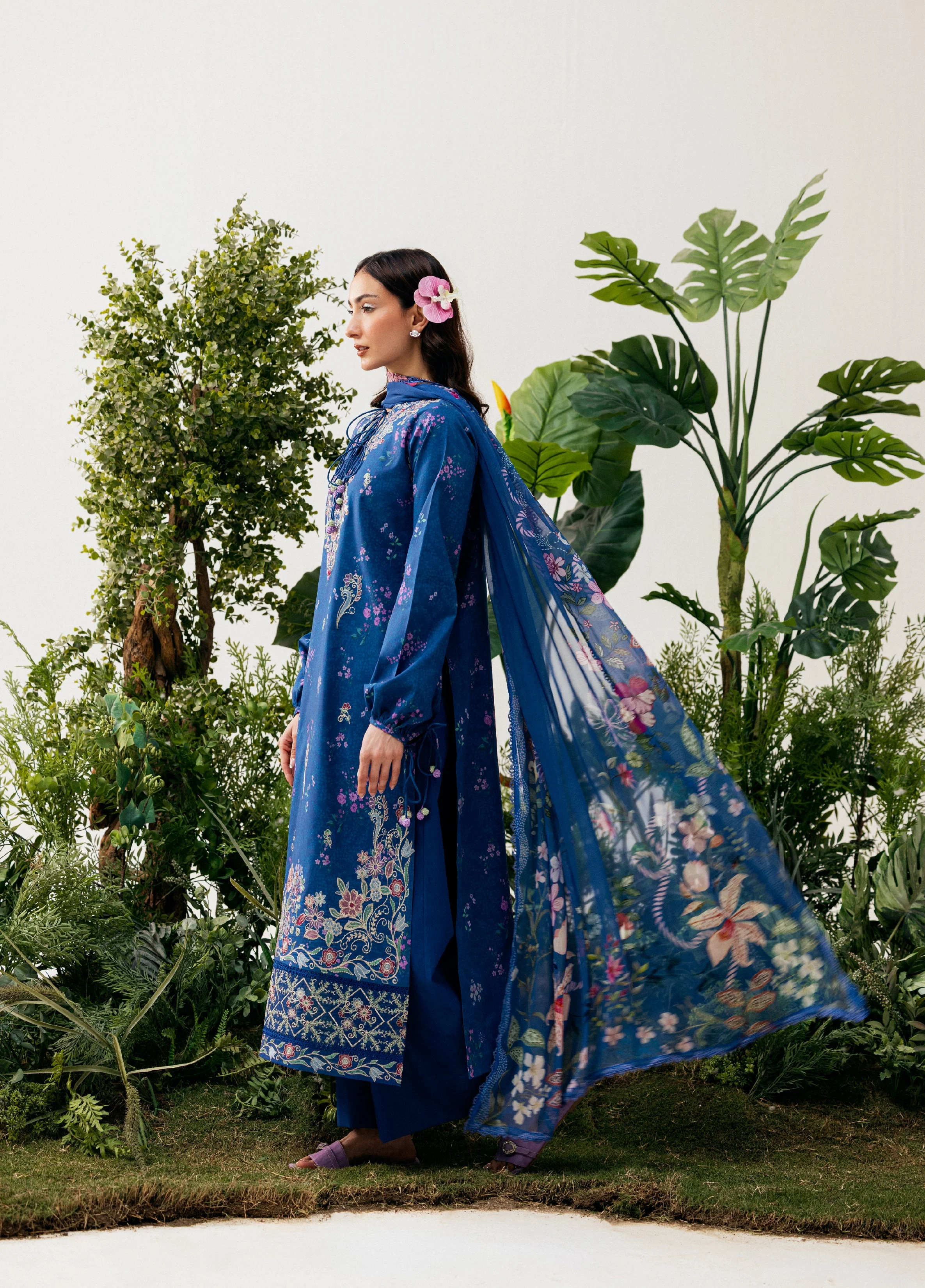 Zync By Florent Unstitched 3 Piece Printkari Lawn Suit-FZ-8A - Image 4