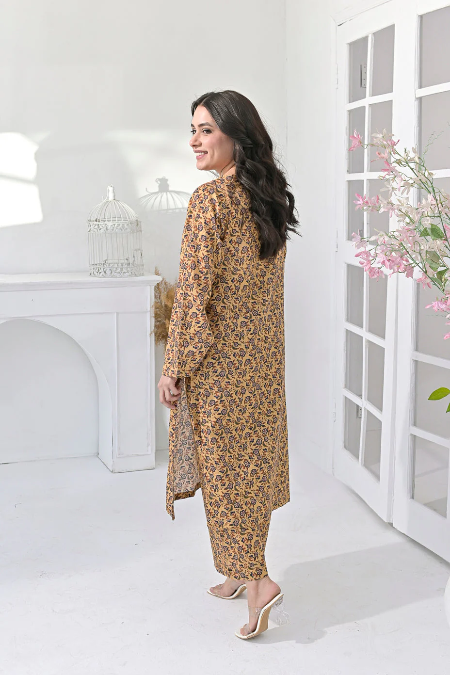 Silcot Stitched Summer Suit-Nouvelle Bloom Mustard Co-ord - Image 3
