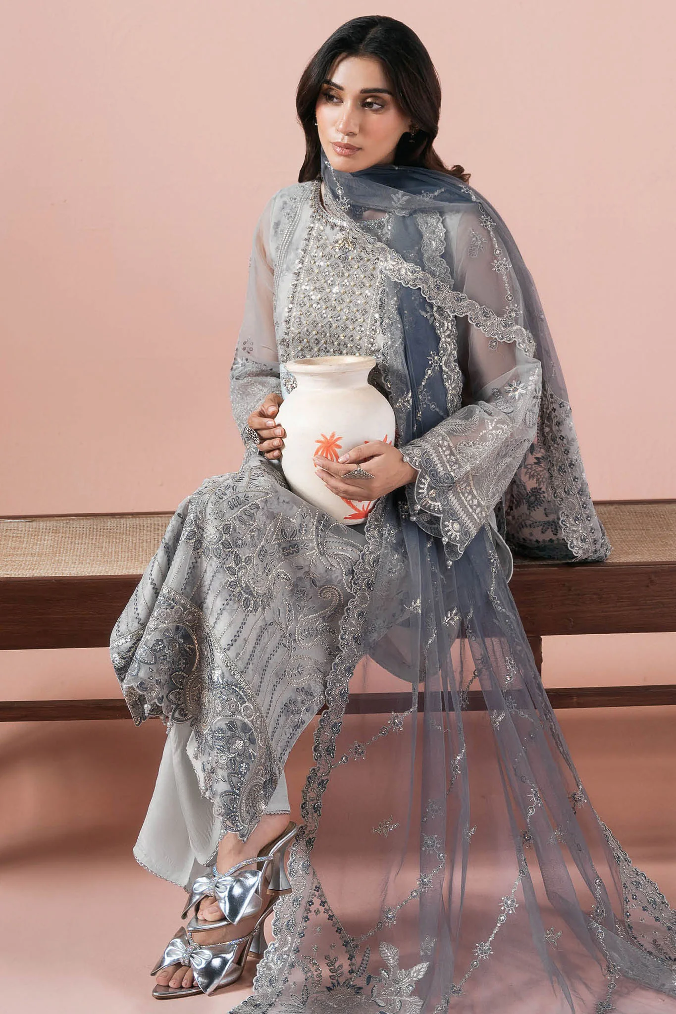 Rangeen By Ramsha Unstitched 3 Piece Luxury Festive Formals Vol-01 Suit-PS-106 - Image 4