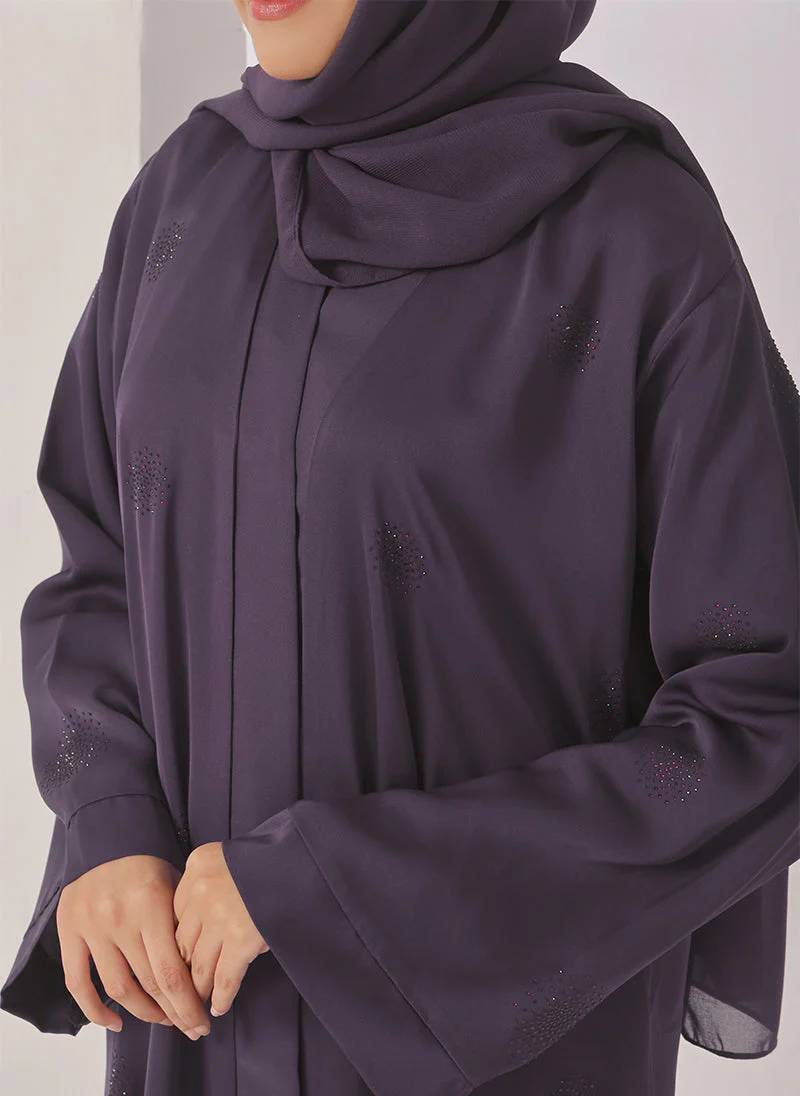 Hijab Ul Hareem Puple Stone Work Nida Abaya - 0116-C-1022 - Image 4