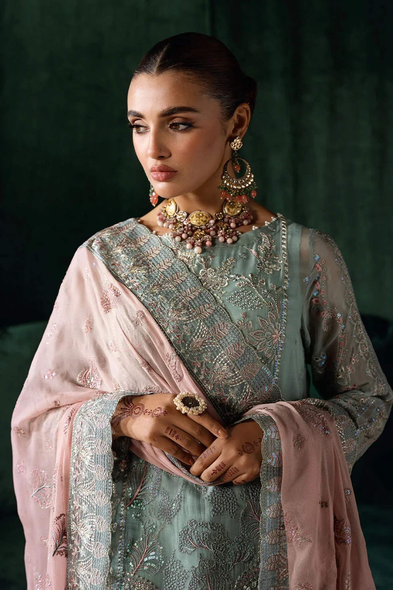 Dastak by Ramsha Unstitched 3 Piece Luxury Chiffon Vol-02 Suit-Q-206 - Image 2