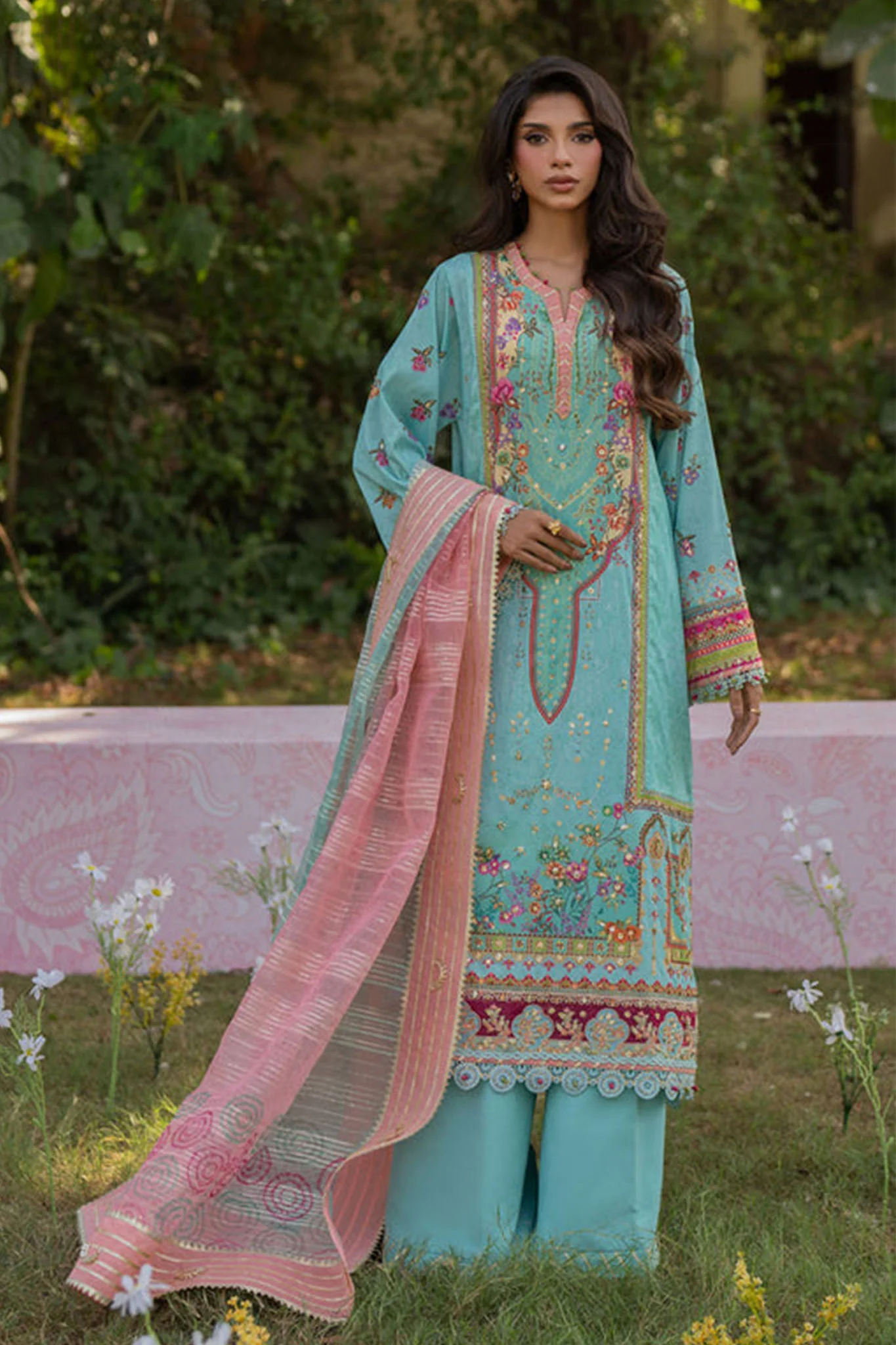 Qalamkar Unstitched 3 Piece Luxe Silk Suit-UA-06-Sara - Image 5