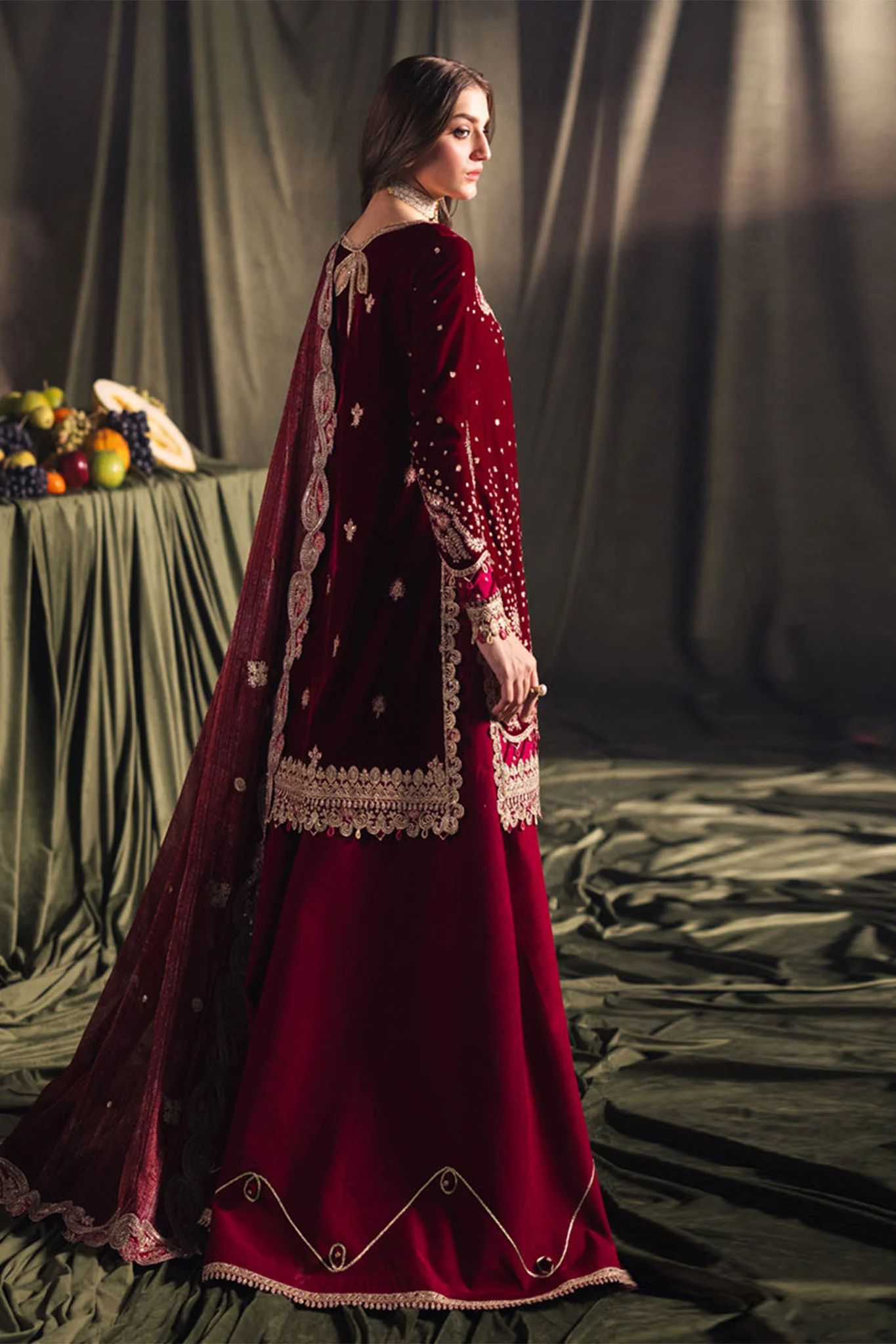 Qalamkar Unstitched 3 Piece Velvet Edit Suit-BK-02-Amara - Image 3
