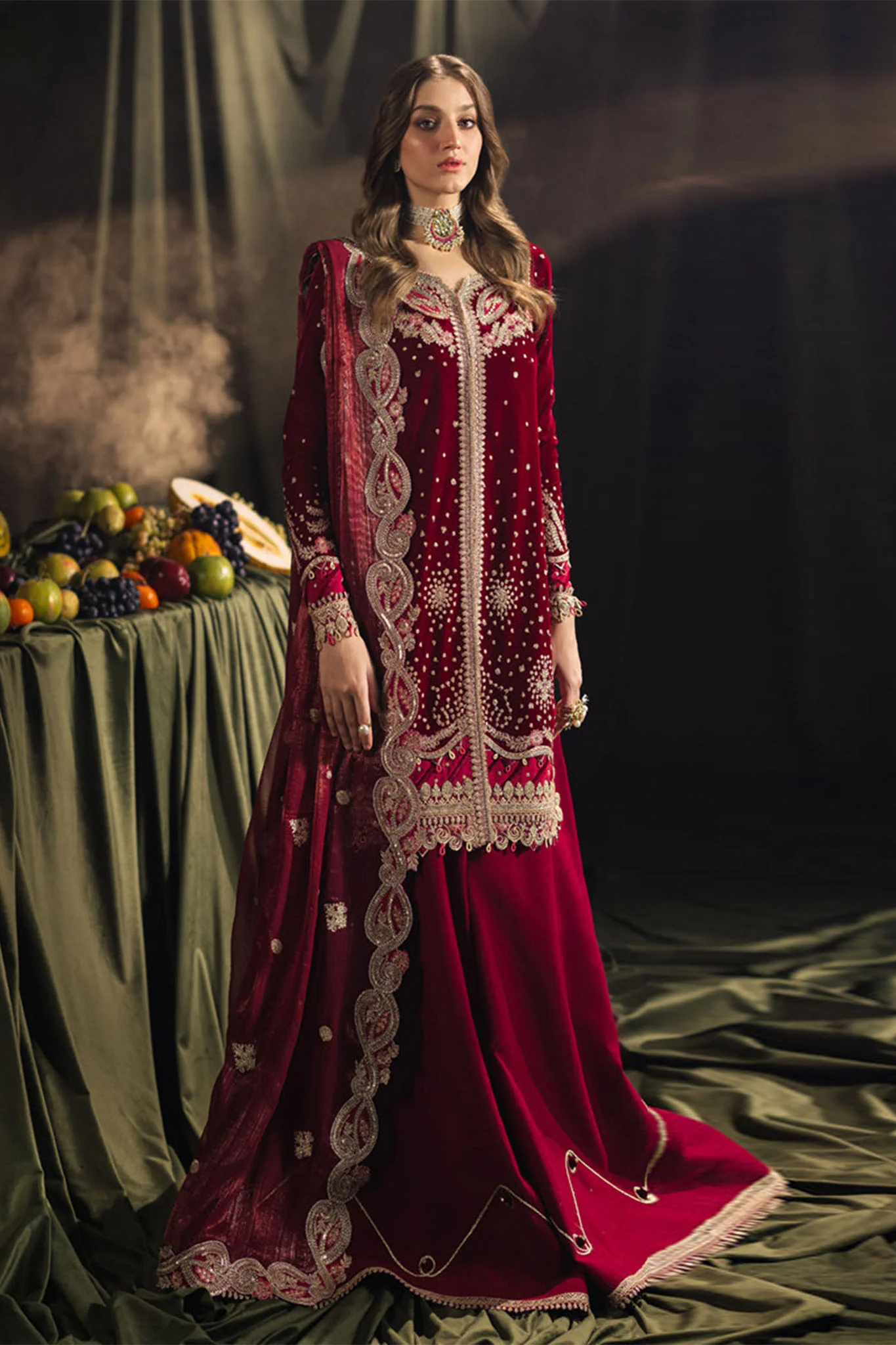 Qalamkar Unstitched 3 Piece Velvet Edit Suit-BK-02-Amara - Image 4