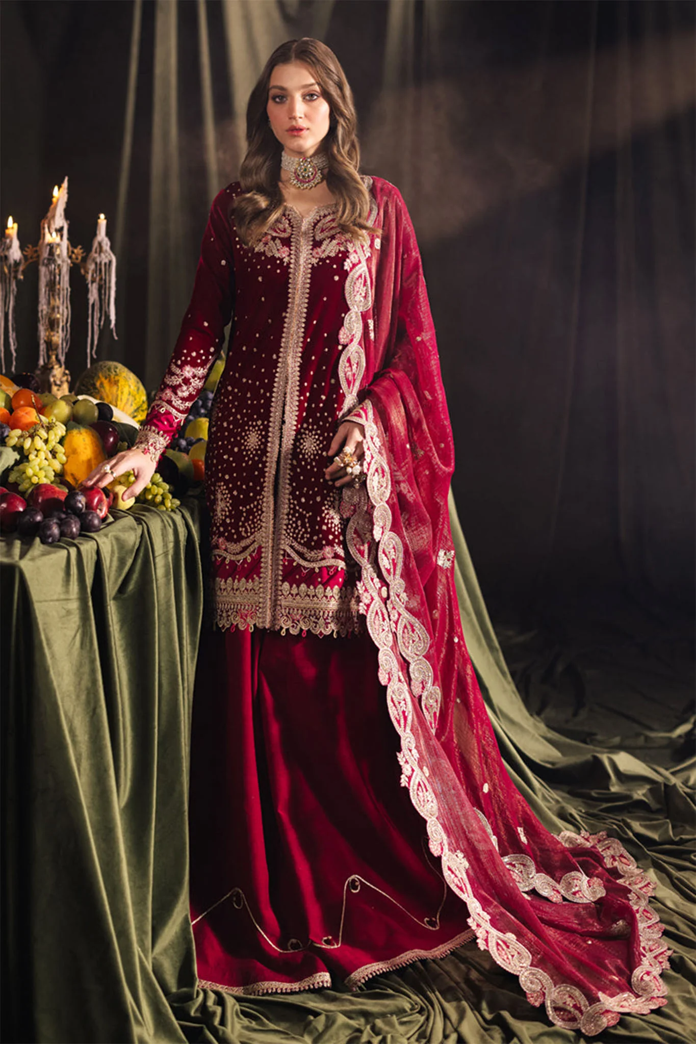 Qalamkar Unstitched 3 Piece Velvet Edit Suit-BK-02-Amara - Image 6