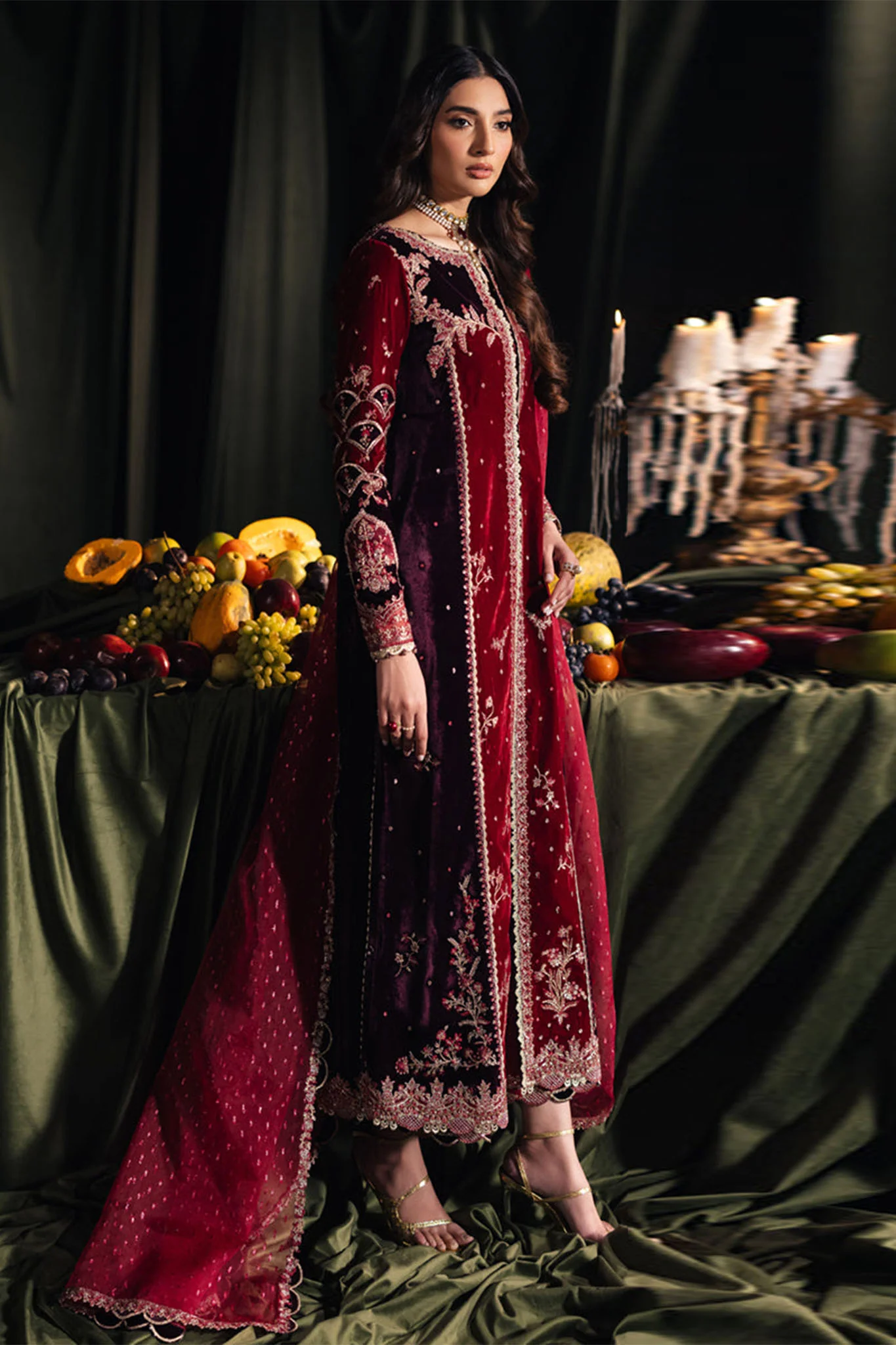 Qalamkar Unstitched 3 Piece Velvet Edit Suit-BK-04-Kesia - Image 5