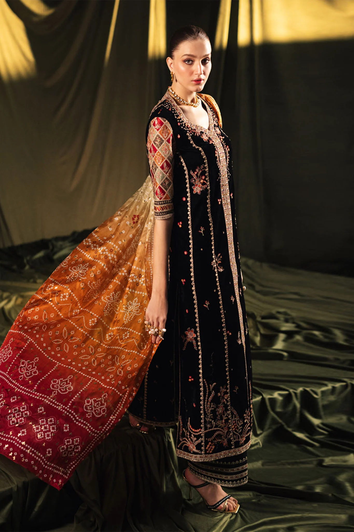 Qalamkar Unstitched 3 Piece Velvet Edit Suit-BK-06-Zola - Image 4