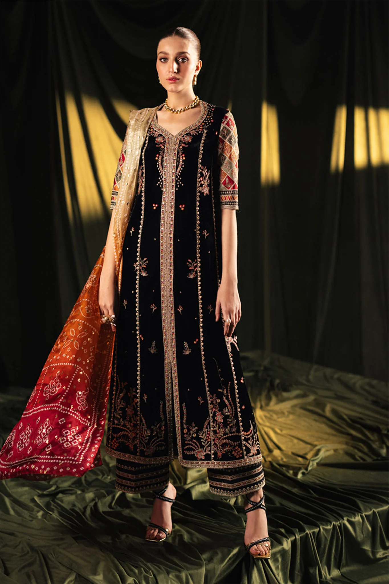 Qalamkar Unstitched 3 Piece Velvet Edit Suit-BK-06-Zola - Image 7