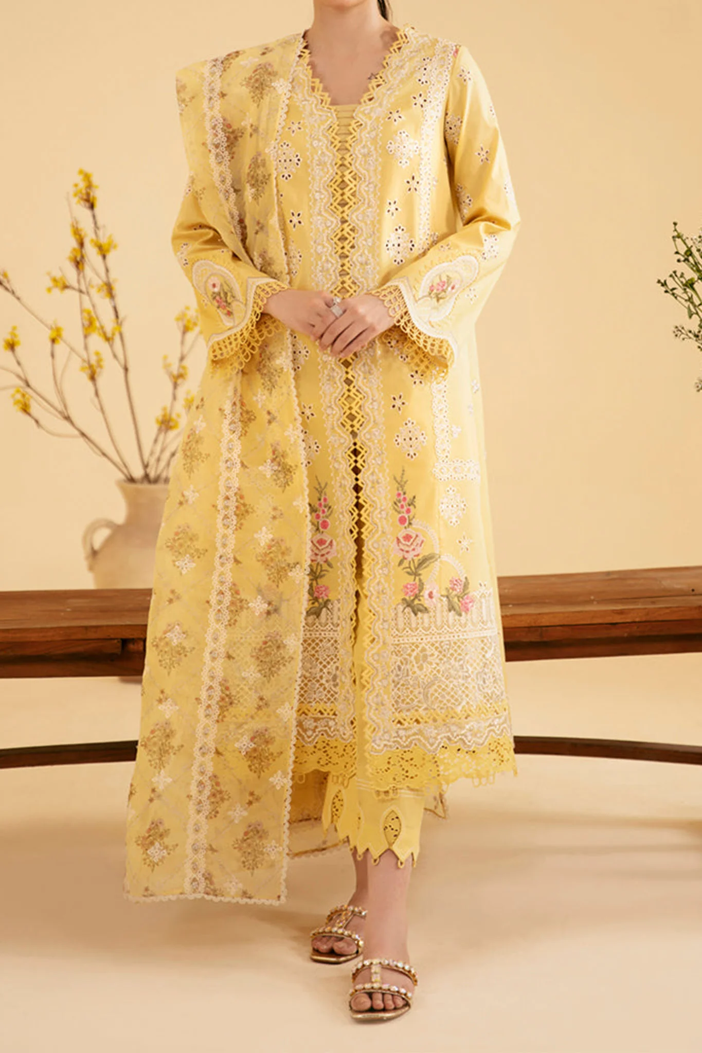 Qlinekari By Qalamkar Unstitched 3 Piece Emb Lawn Suit-SQ-12-Zhian